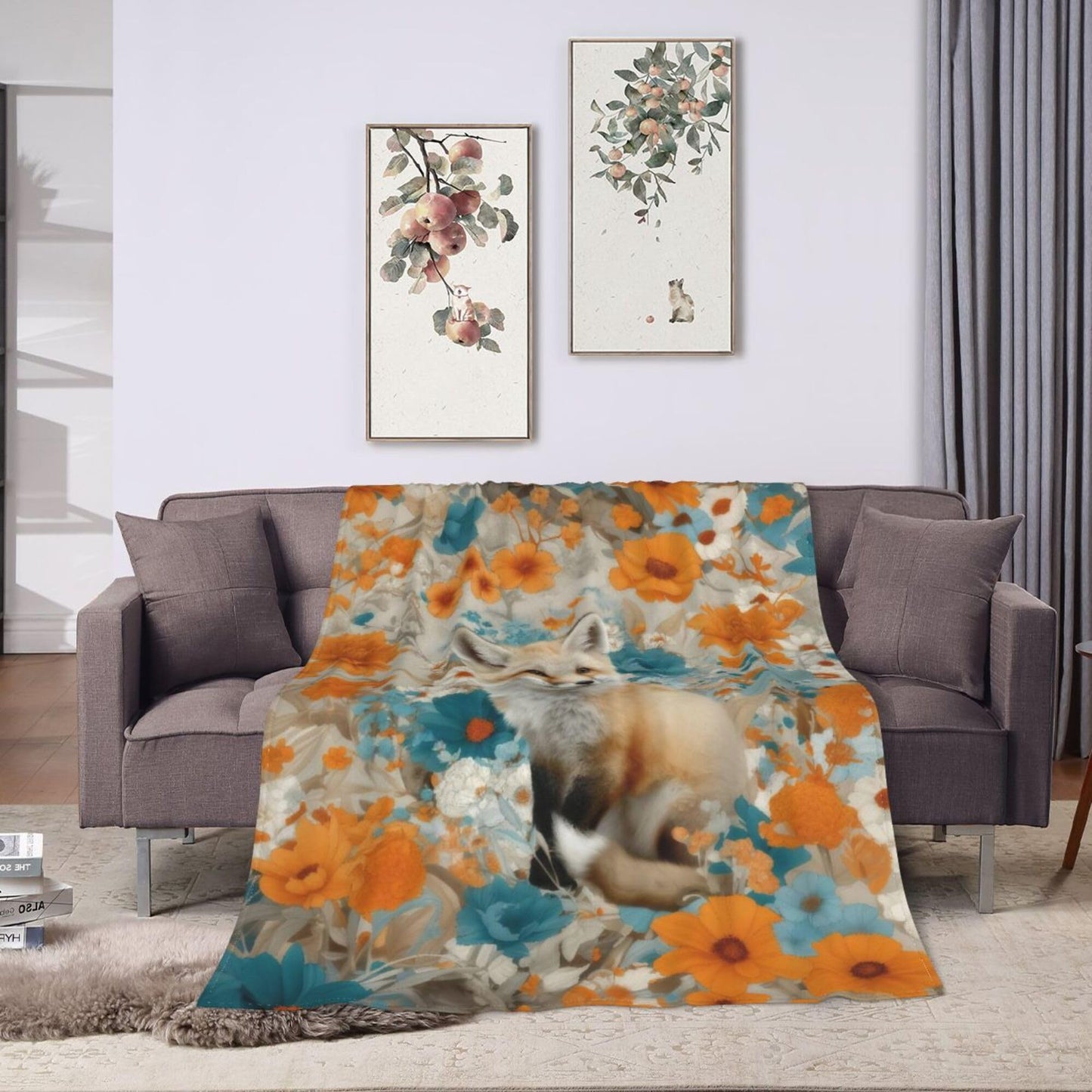 Fox Blanket Fox Decor Cozy Animal Throw Super Soft Plush Flannel Fleece Blanket Gift for Kids Adults Men Women Ultra Warm & Lightweight Flannel, 50"X40"