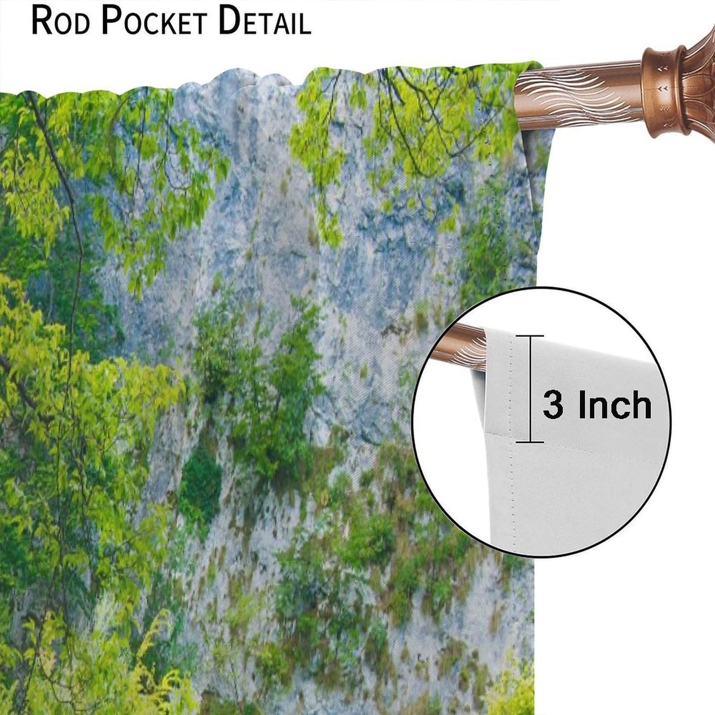 Nanacur Forest Waterfall Curtains, Nature Natural Scenery Rod Pocket Window Treatment for Living Bedroom Office Cafe Kitchen Drapes 41" W X 45" L (No Blackout)