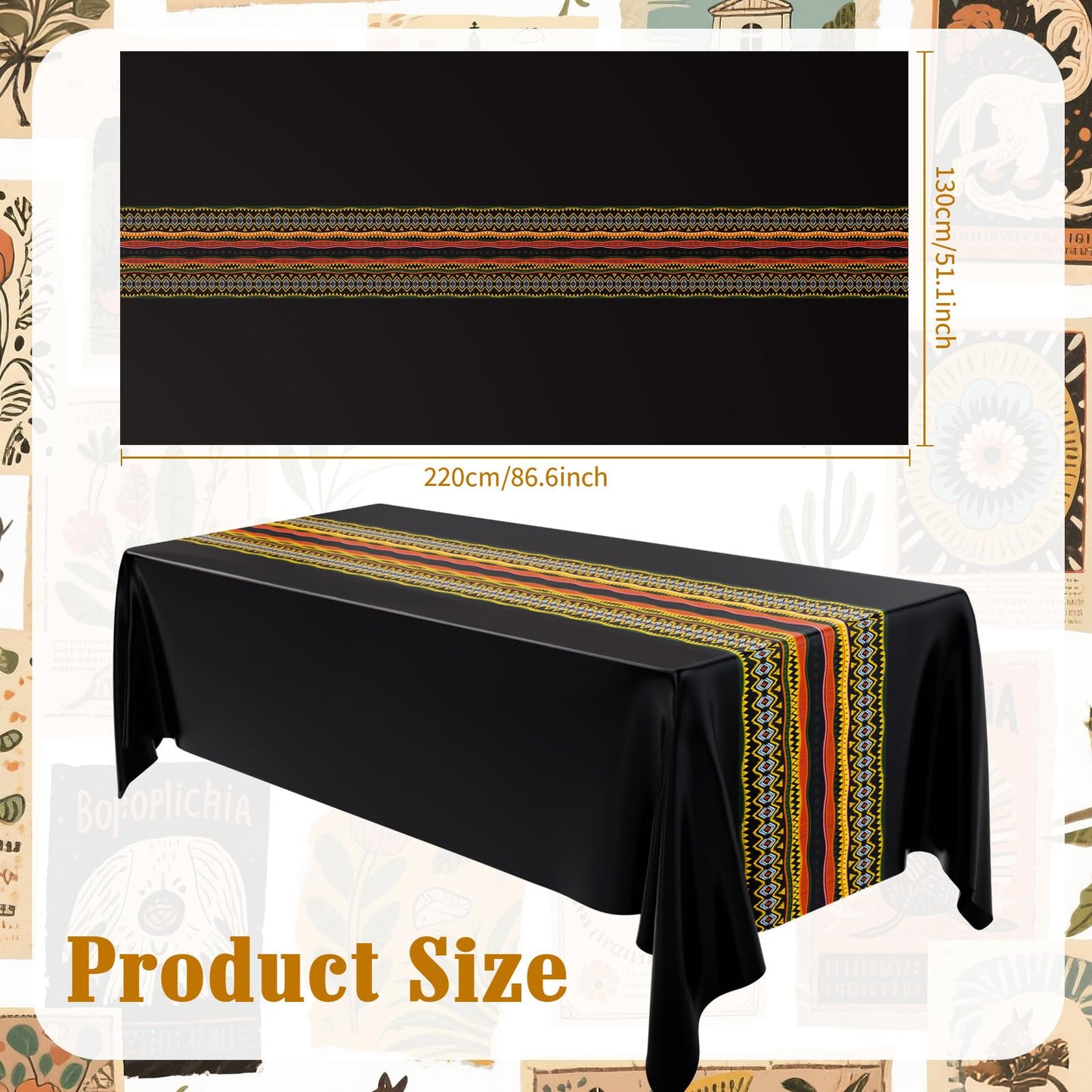 Oudain 6 Pcs Juneteenth Table Cloth, African Print Tablecloth Plastic Kwanzaa Waterproof Rectangle Tablecloths Disposable Table Covers 108 x 54'' for Picnic Dining Kitchen Black History Party Supplies