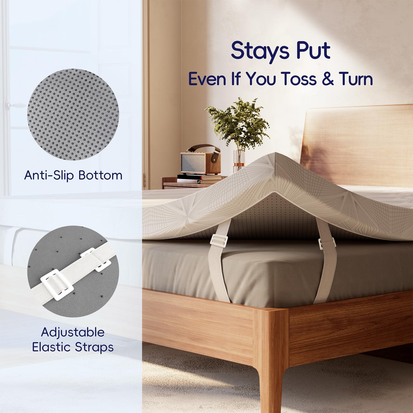 Ballad 3 Inch Gel Memory Foam Mattress Topper Queen Size, High Density Cooling Pad with Premium Removable Cover, Pressure Relief Bed Topper, (CertiPUR-US & Oeko-Tex Certified)