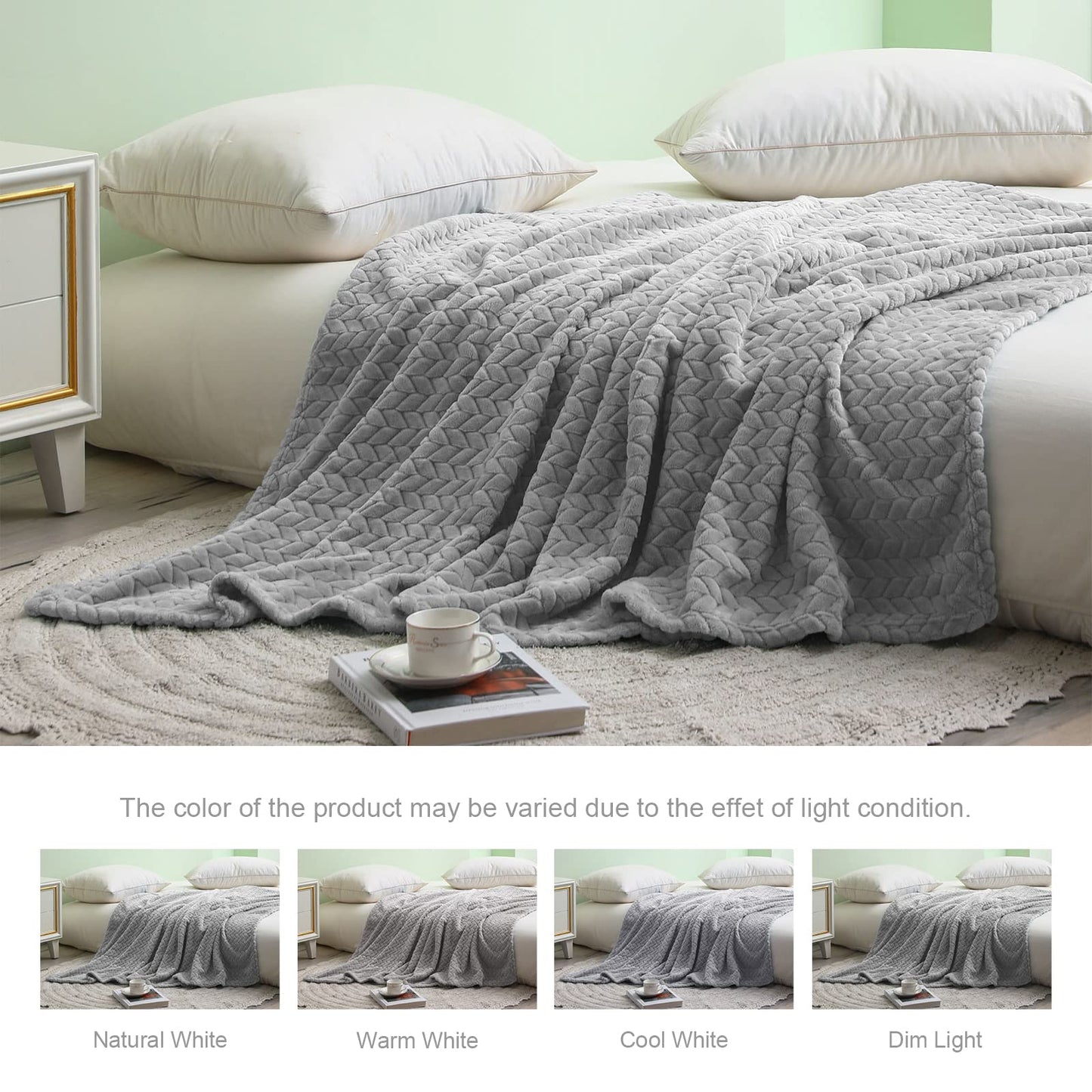 Exclusivo Mezcla Extra 50x70 Inches Leaves Pattern Throw Blanket and 50"x60" Sherpa Fleece Throw Blanket