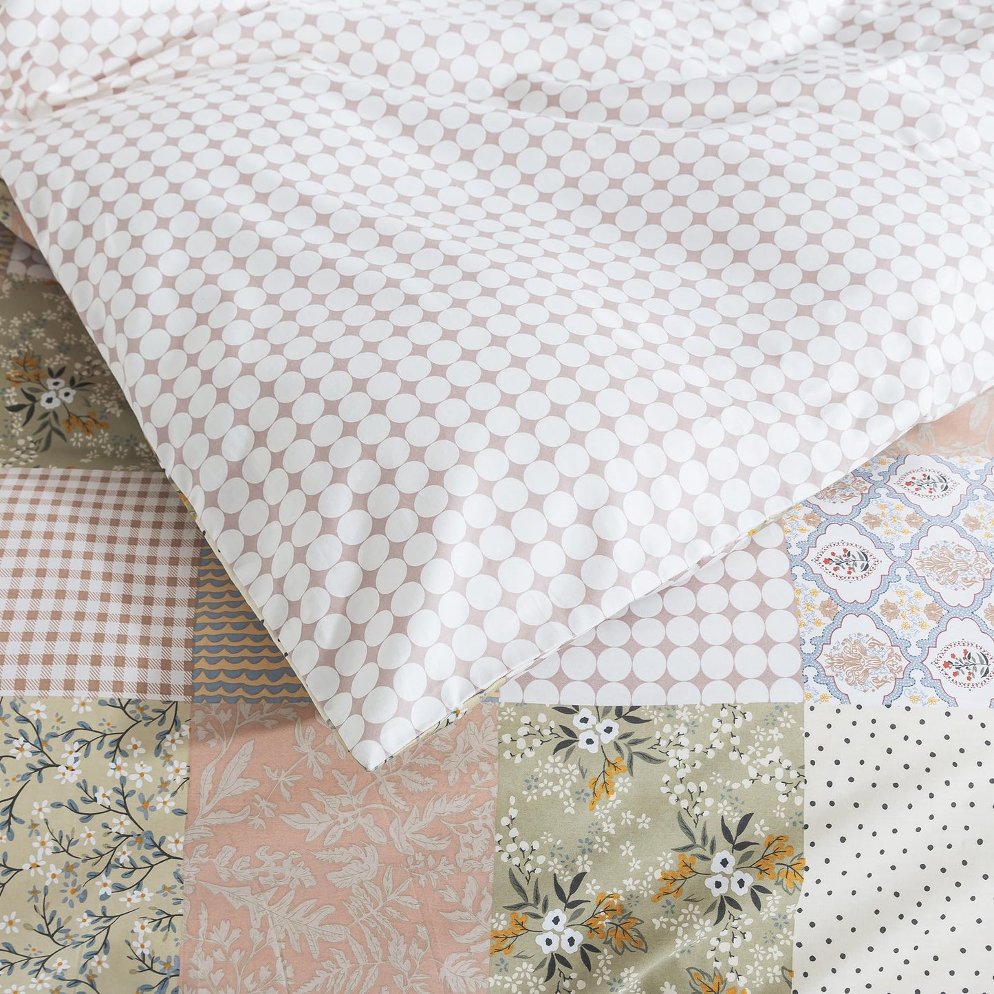 HoneiLife Duvet Dover King Size - 100% Cotton Comforter Cover, Patchwork Bedlinen Set with Zipper Closure & Corner Ties, 3-PC Rustic Comforter Cover Sets