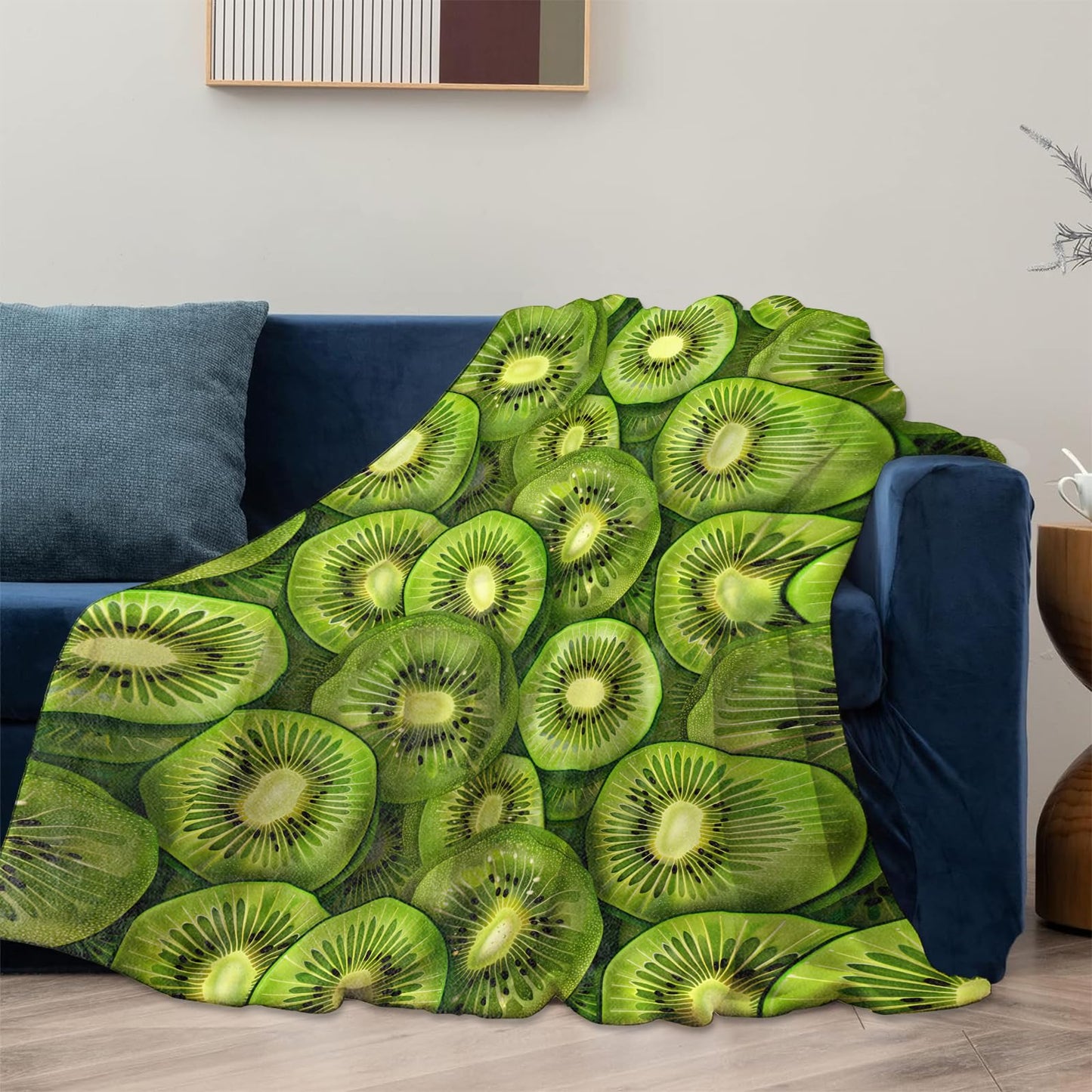 Mounidso Kiwi Fruit Blanket Flannel Throw Blankets, Fresh Green Tropical Food Lightweight Warm Soft Cozy for Summer Lovers, Gifts for Sofa Couch Chair Living Room Bedroom Home Decor, 50x60inch