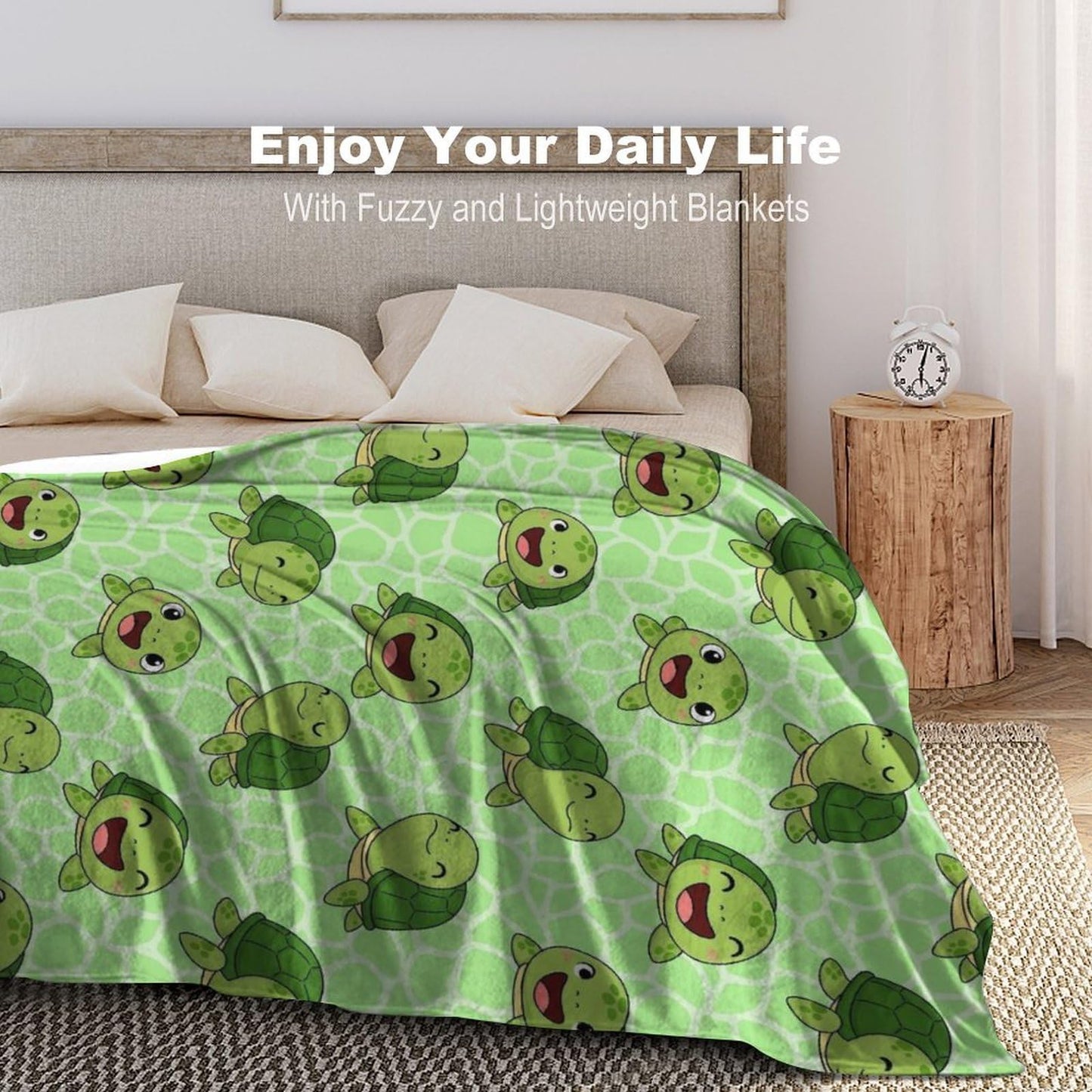 Lightweight Cozy Flannel Blanket Fashion Bedspreads Soft Bed Sofa Couch Cover Compatible with Cute Sea Turtles Green