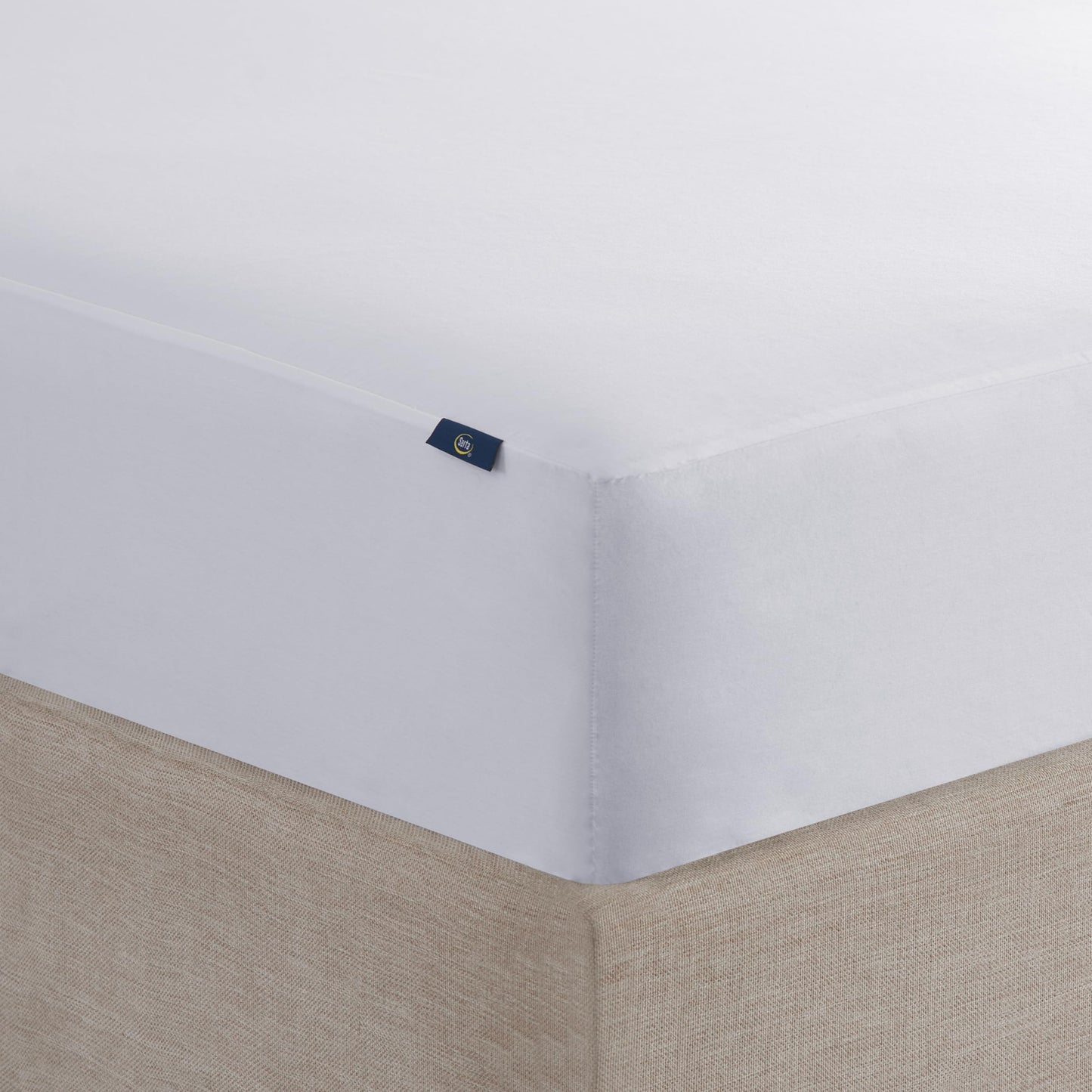 Serta Power Guard Mattress Encasement, 60" x 80", Quiet, Breathable and Waterproof Mattress Protector with Zipper, 18" Elastic Deep Pocket for Secure Fit, Queen, White