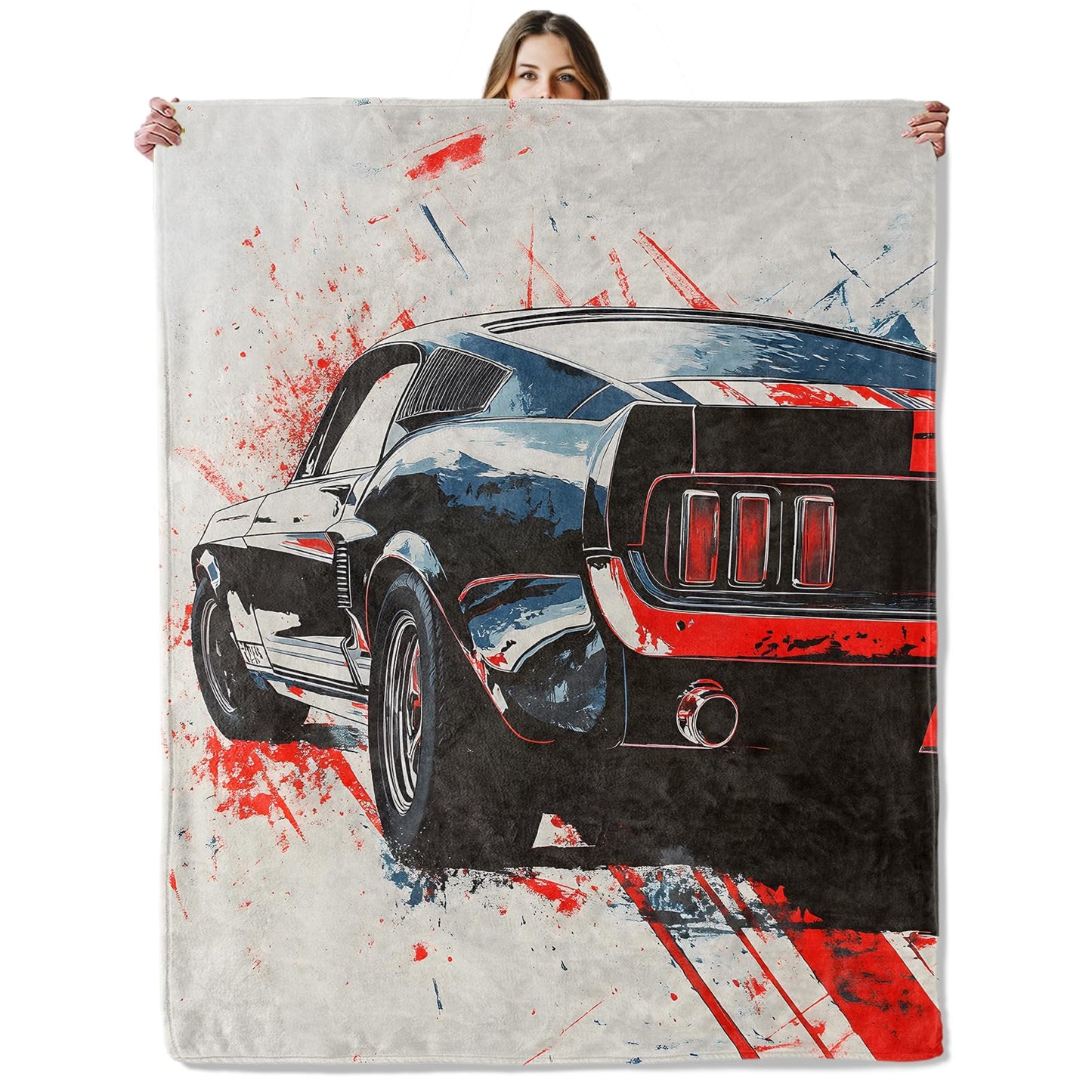 Muscle Car Throw Blanket for Girls Boys Kids Adults, 50x60 in, Cozy Flannel Blanket for Bedroom, Camping, Couch, Room Decor, Fuzzy Warm Soft Gifts