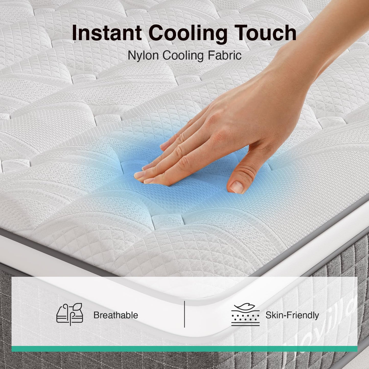 Novilla 12 Inch Twin Hybrid Mattress,Twin Size Mattress with Pocketed Coils, Gel-Infused Memory Foam & Cool-Touch Nylon Cover for Balanced Support & Spinal Alignment CertiPUR-US Certified