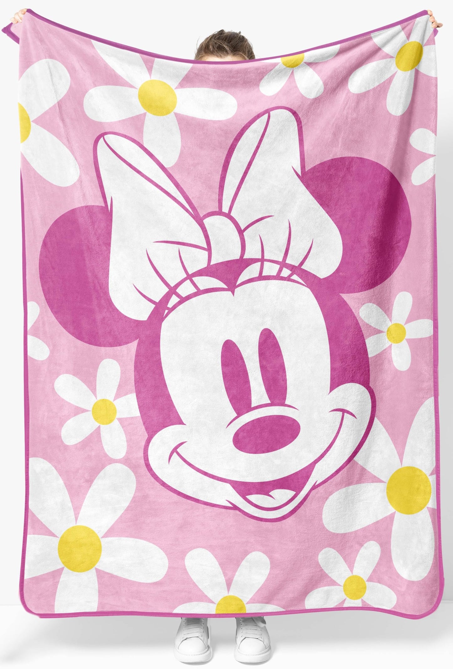 Jay Franco Kids Plush Throw Blanket – Soft & Cozy Fleece Throw for Bedroom & Couch Décor, Official Licensed Product, Pink - Minnie Mouse, 46x60 - Throw Blanket