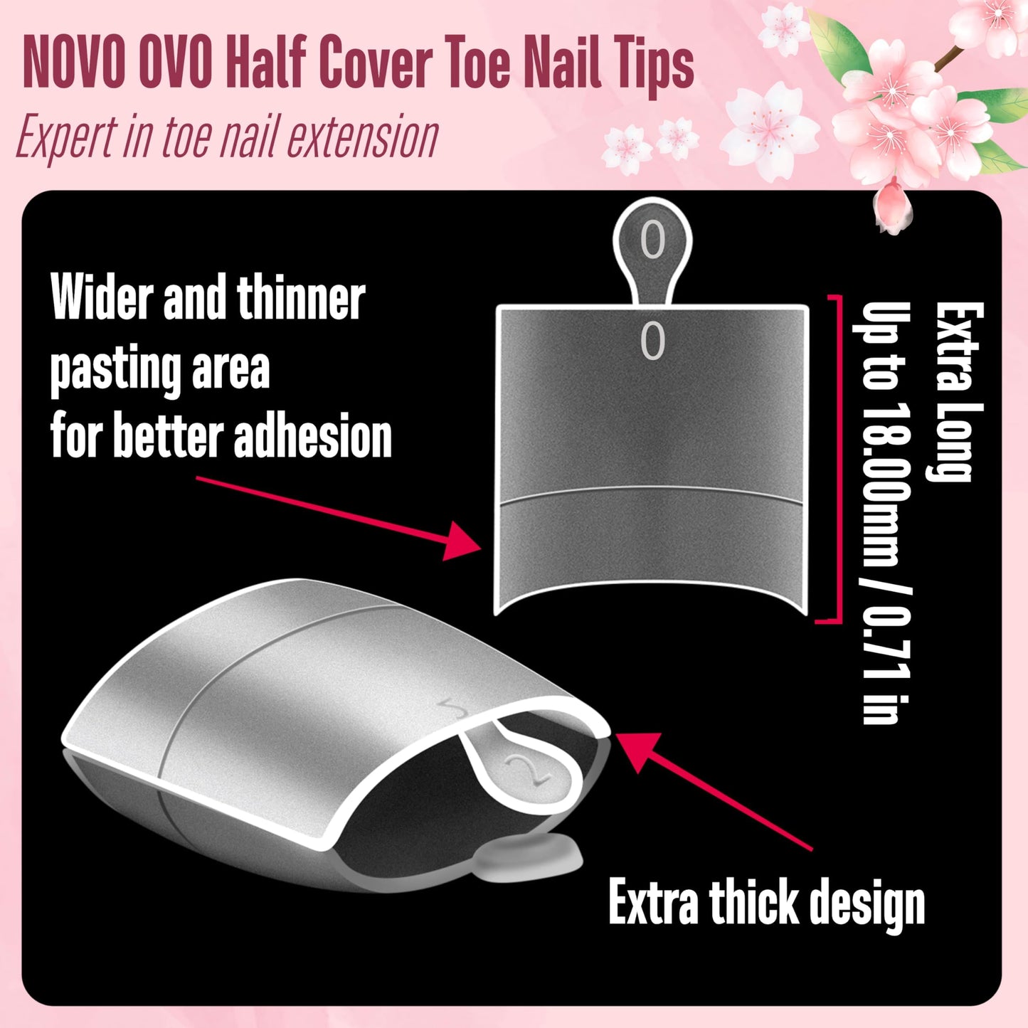 NOVO OVO Fake Toe Nail Tips, Soft Gel Toenail Extension, Half Cover Prefiled Square Clear Double Matte C Curve Longtoes Claw for Pedicure Acrylic Press on for Salon, Toenails x 15 Sizes 240 Pcs in Box