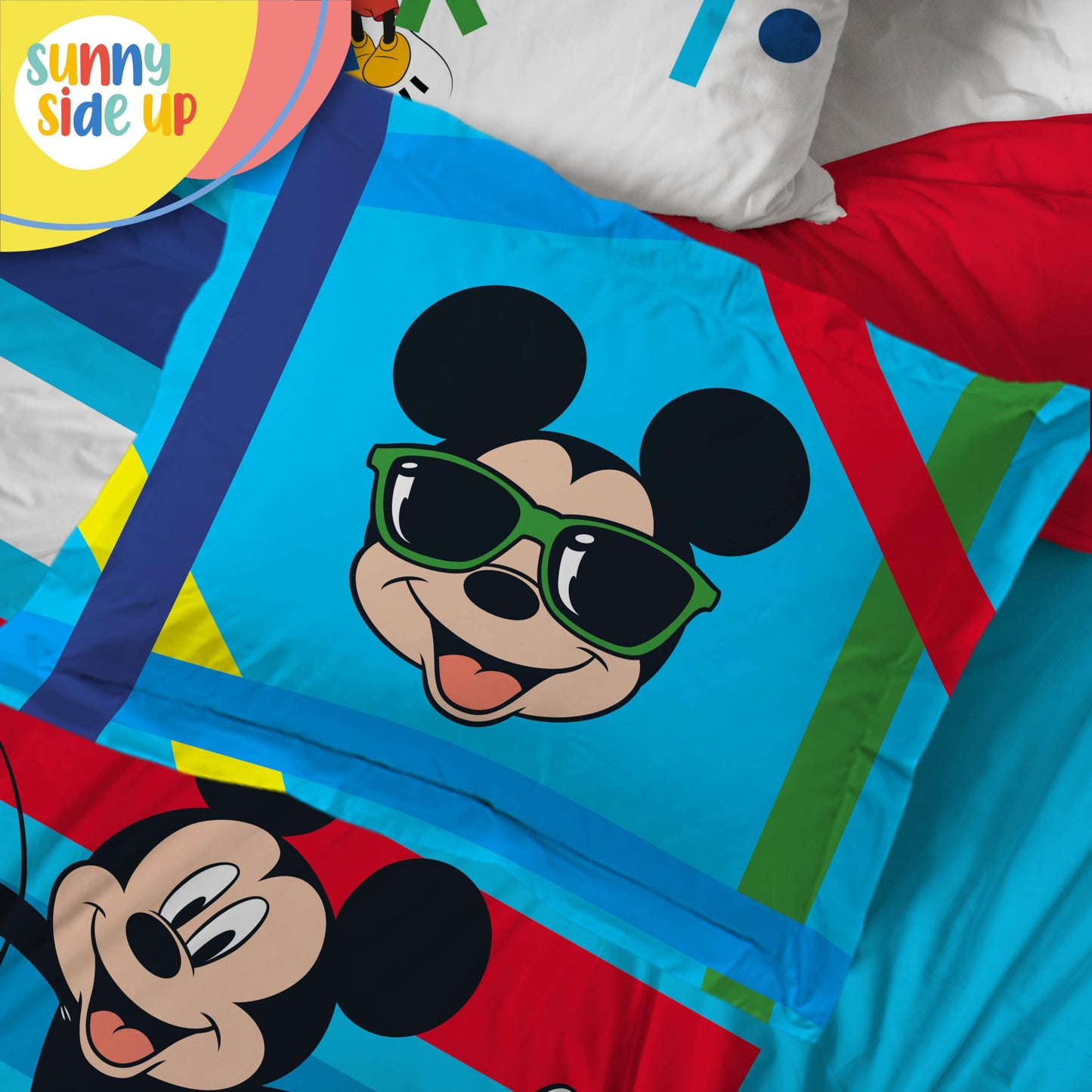 Sunny Side Up Disney Mickey Mouse Full Comforter Set - 7 Piece Kids Bedding Includes Comforter, Sheets & Pillow Cover - Super Soft Microfiber Bed Set