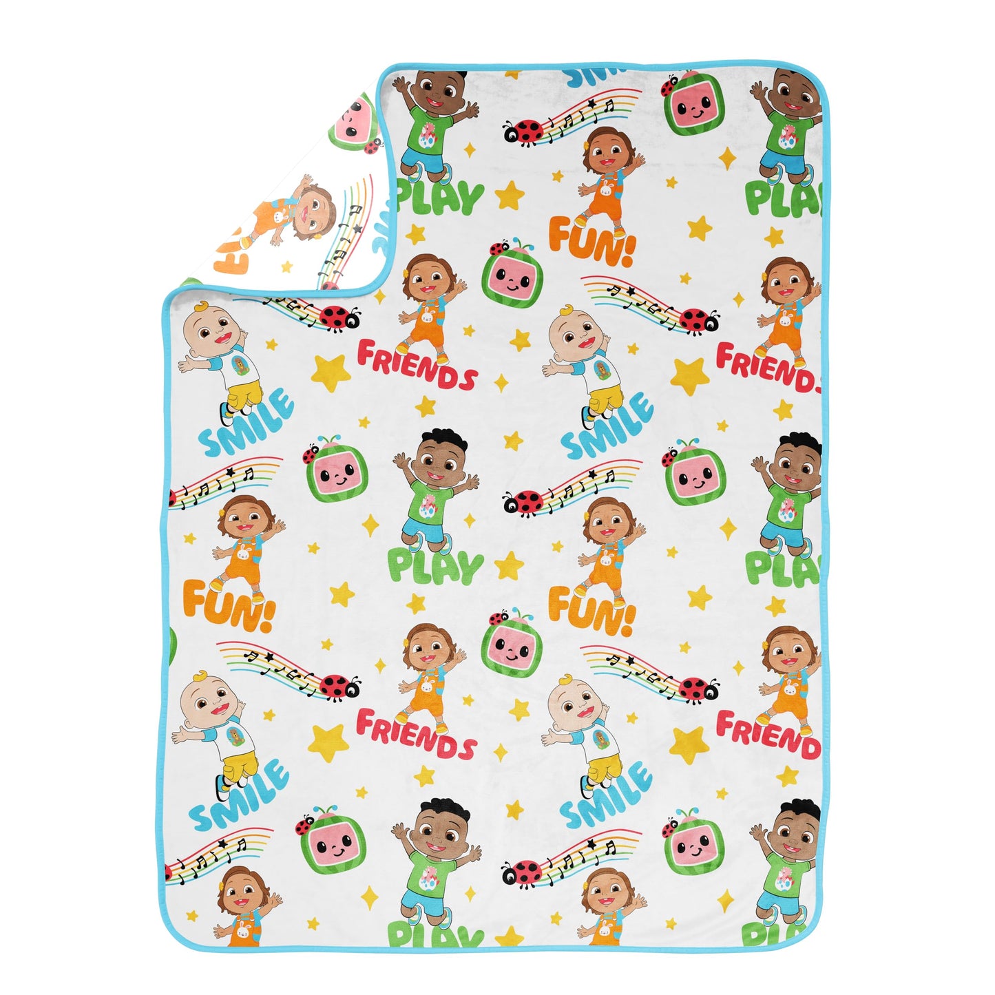 Jay Franco Kids Plush Throw Blanket – Soft & Cozy Fleece Throw for Bedroom & Couch Décor, Official Licensed Product, White - Cocomelon, 46x60 - Throw Blanket