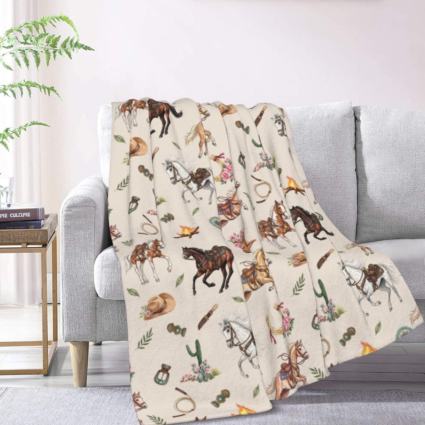Nmbvcxz Horses Fleece Blanket for Bed and Couch, Lightweight Warm Throw Blanket for All Seasons - Gift for Women, Men, Girls and Boys 50"x40"
