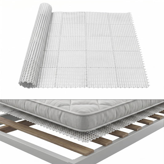 83" L x 59" Inch Plastic Ventilated Mattress Underlay Pad for RV Boat Camper Interlocking Modular Design, Breathable Mesh RV Under Mattress Ventilation Air-Flow (White)