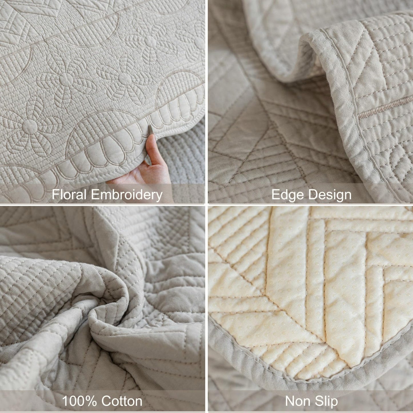 XSlive Cotton Quilted Pet Couch Covers for Sofa Farmhouse Rustic Floral Embroidery Sectional Couch Cover Soft Anti-Slip Sofa Slipcover Furniture Protector for Kids, Dogs, Pets (Khaki,28"x28")