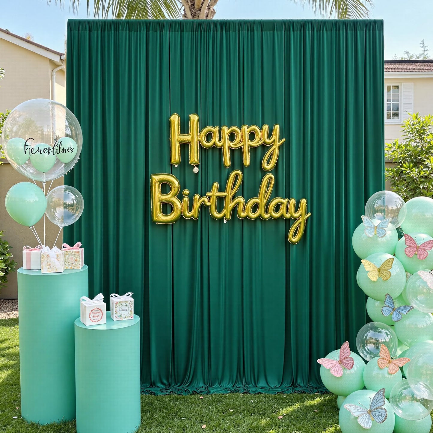 10ft×12ft Forest Green Backdrop Curtains for Wedding Parties, 2 Panels Wrinkle Free Polyester Photo Backdrop Drapes Back Drop Cloth for Birthday Photography Background