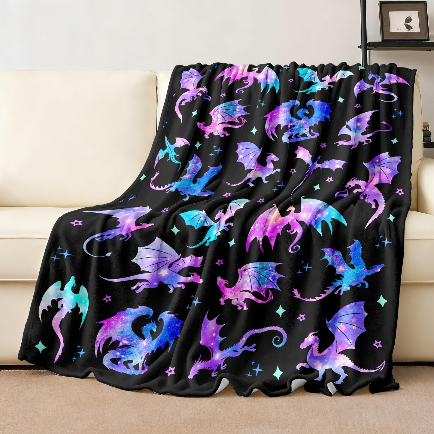Dragon Blanket Gifts for Girls Women Ultra Soft Flannel Dragon Throw Blanket Dragons Lovers Gifts Birthday Decor for Kids Boys Stuff 50"x40"
