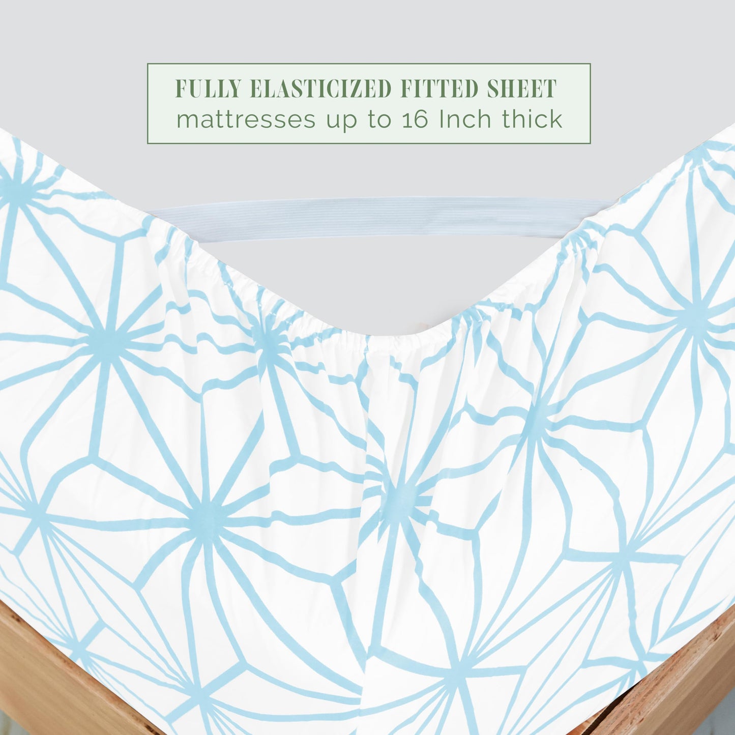 Elegant Comfort Luxury Soft 6-Piece Cube Geometric Pattern Sheet Set - 1500 Premium Quality Microfiber - Wrinkle and Fade Resistant Coziest Bedding Set, All Around Elastic Fitted Sheet, Full, Aqua