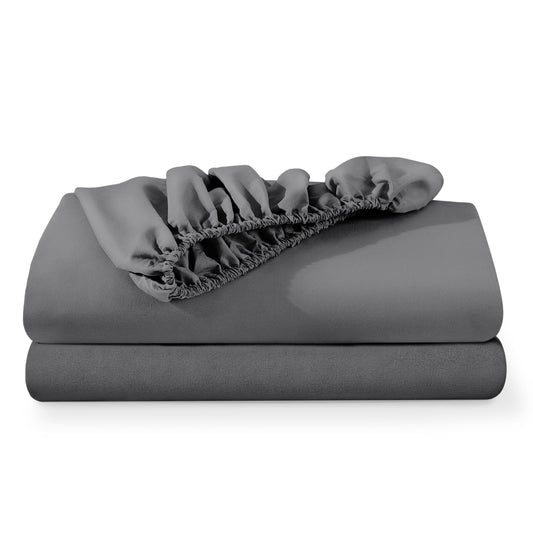 Bare Home 2-Pack Fitted Bottom Sheets Queen - Premium 1800 Ultra-Soft Wrinkle Resistant Microfiber - Deep Pocket (Queen, Grey)