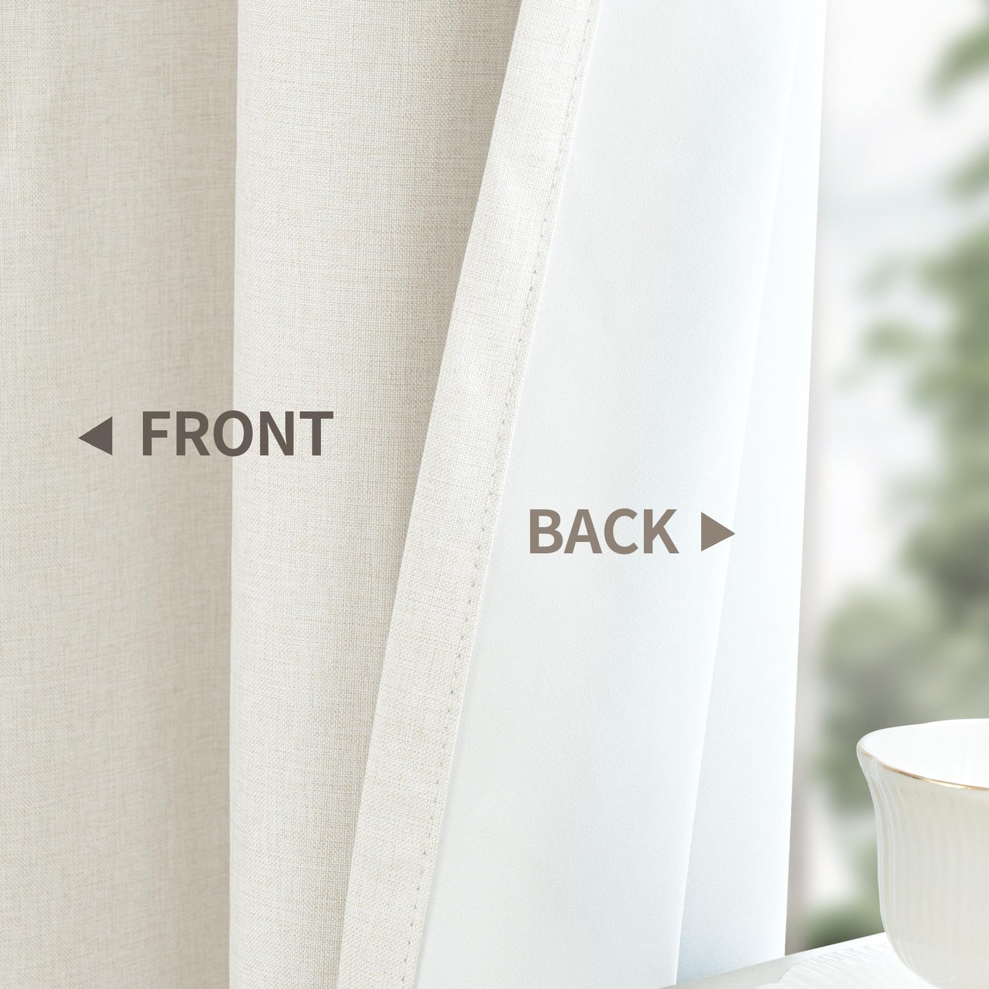 YoungsTex Linen Blackout Curtains 63 Inches Long for Bedroom, Room Darkening Window Drapes with Grommet Thermal Insulated Black Out for Living Room, 2 Panels, 52 X 63 Inch