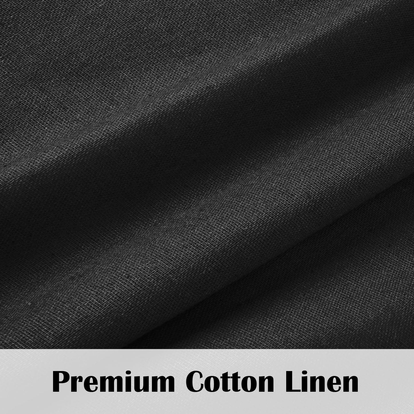 FRAMICS Farmhouse Valance Curtains, Boho Cotton Linen Kitchen Valance, Black Rustic Button Window Valance for Kitchen Bathroom Bedroom, Country Rod Pocket Valances for Windows, Black, 52 x 18 Inch