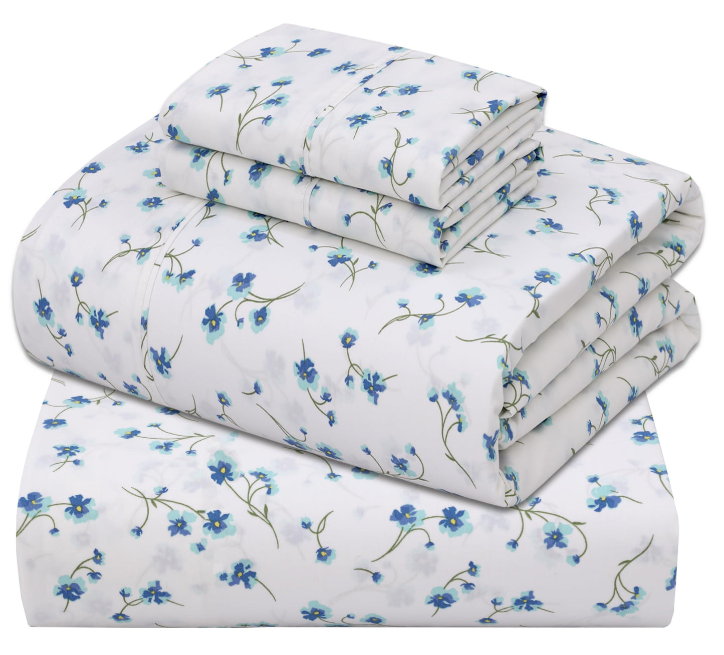 ZOYER 100% Cotton Percale Sheets Queen – Cooling Breathable Bed Sheets for Hot Sleepers, Crisp Hotel Style Bedding, Deep Pocket 16”, Lightweight Soft Durable 4 Pcs Sheet Set, La Laa Flower