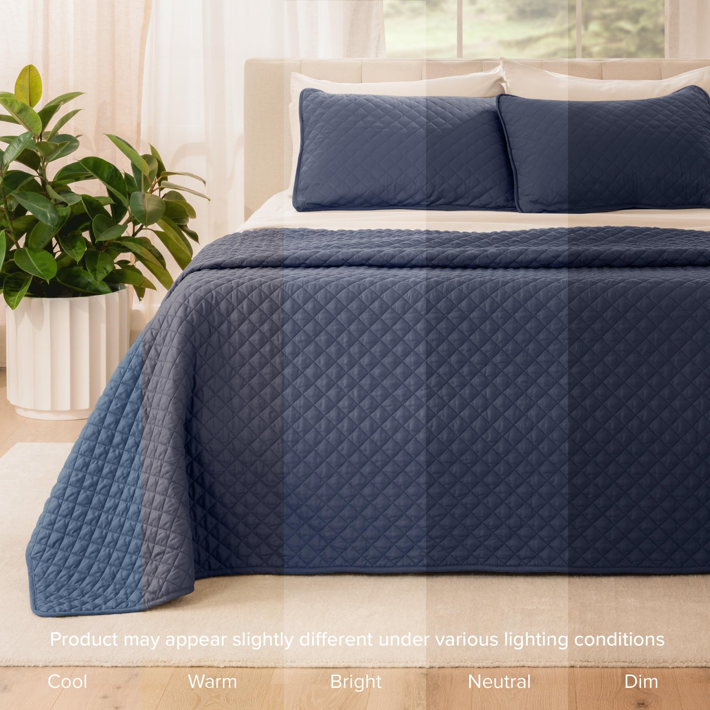 Bare Home Coverlet Set - Twin/Twin Extra Long - Lightweight Bed Decor - Comforter Alternative - All-Season Quilted Bedspread (Twin/Twin XL, Dark Blue)