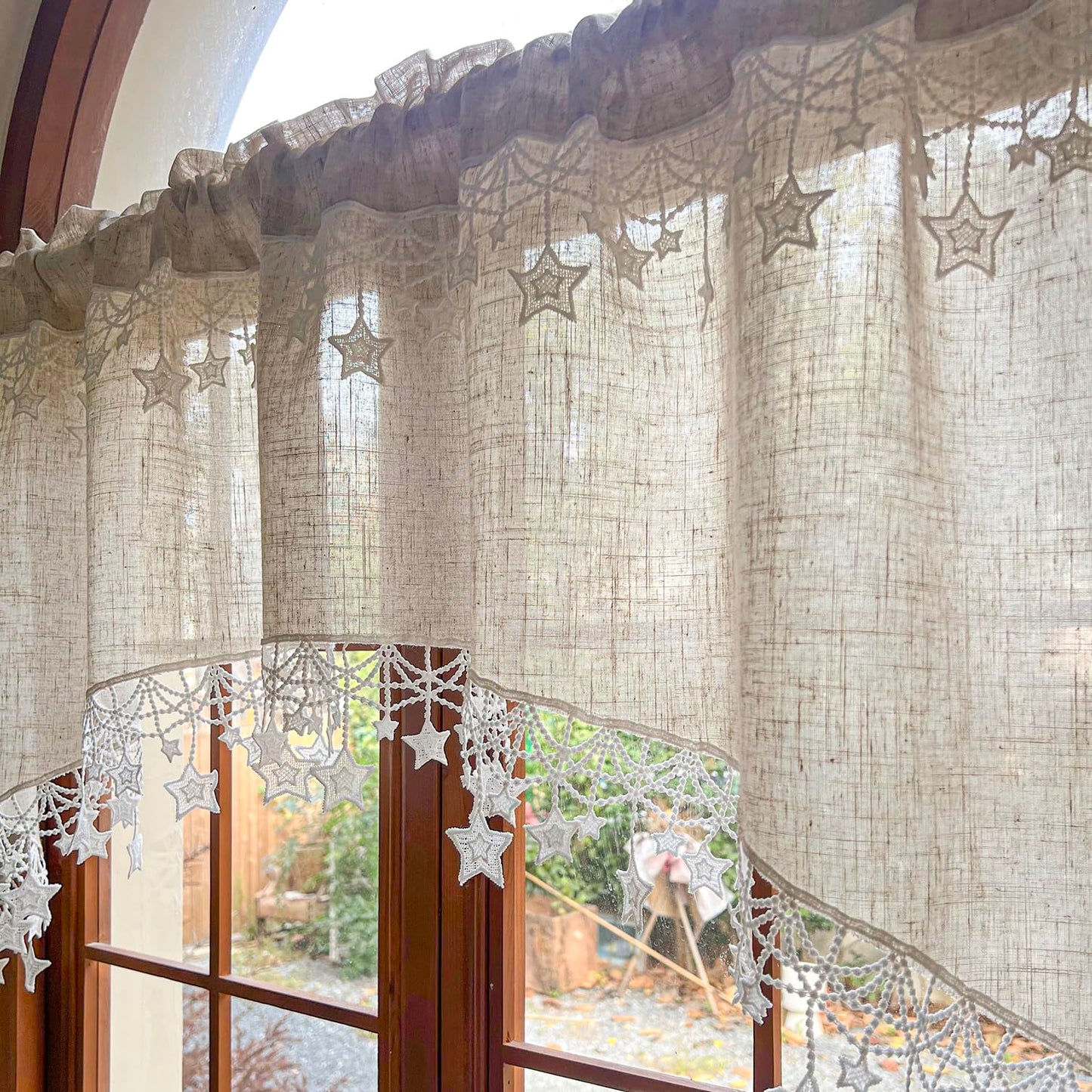 AiDamai Swag Curtain with Star Trim Arched Doorway Curtain 1PC W59 x L26