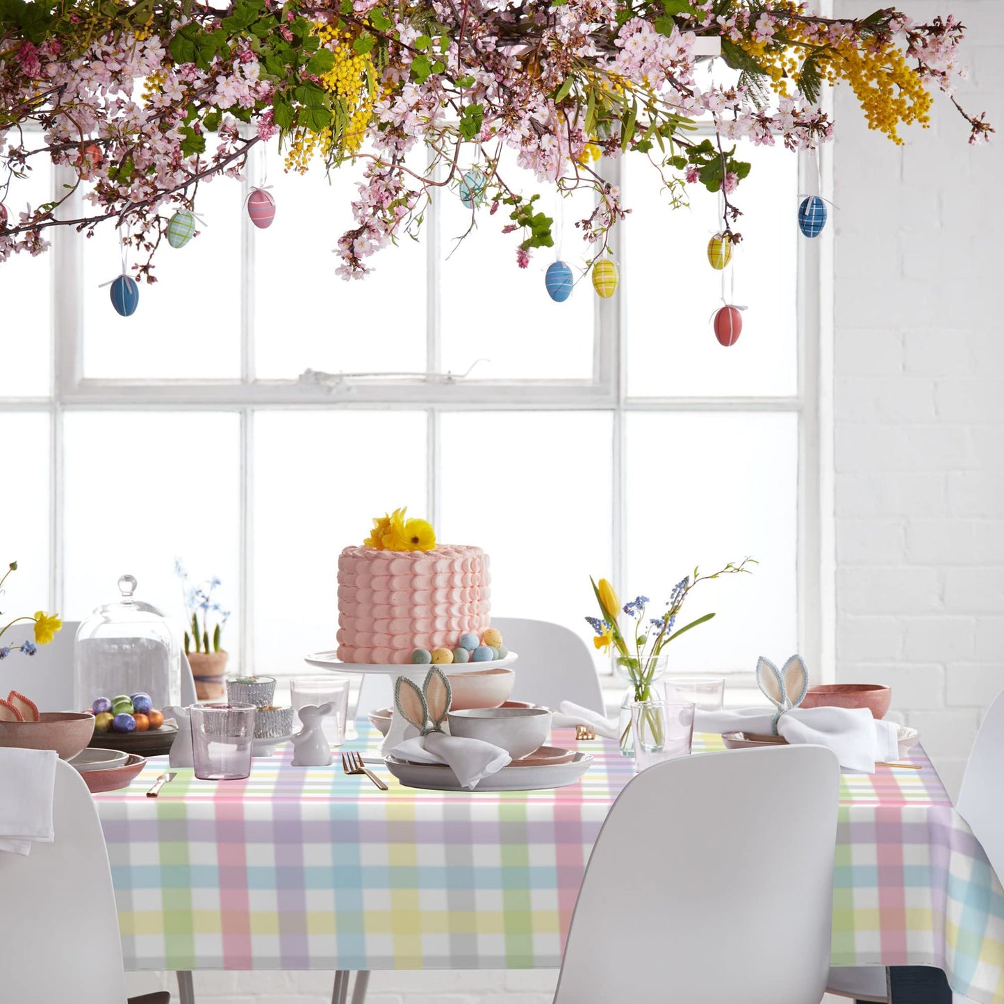 SuQKXCo Pastel Plaid Tablecloth 60 x 84 Inch Rectangle, Waterproof Polyester Table Cover for Kitchen Dining Table, Farmhouse Checkered Tablecloth for Indoor Outdoor Home Decor