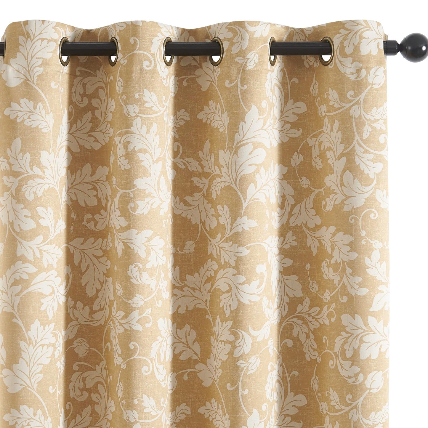 jinchan Vintage Curtains 84 Inch Long Cream Scroll Leaf Gold Curtians for Living Room Bedroom Room Darkenign Drapes Thermal Insulated Classic Traditional Privacy Grommet Top 2 Panels