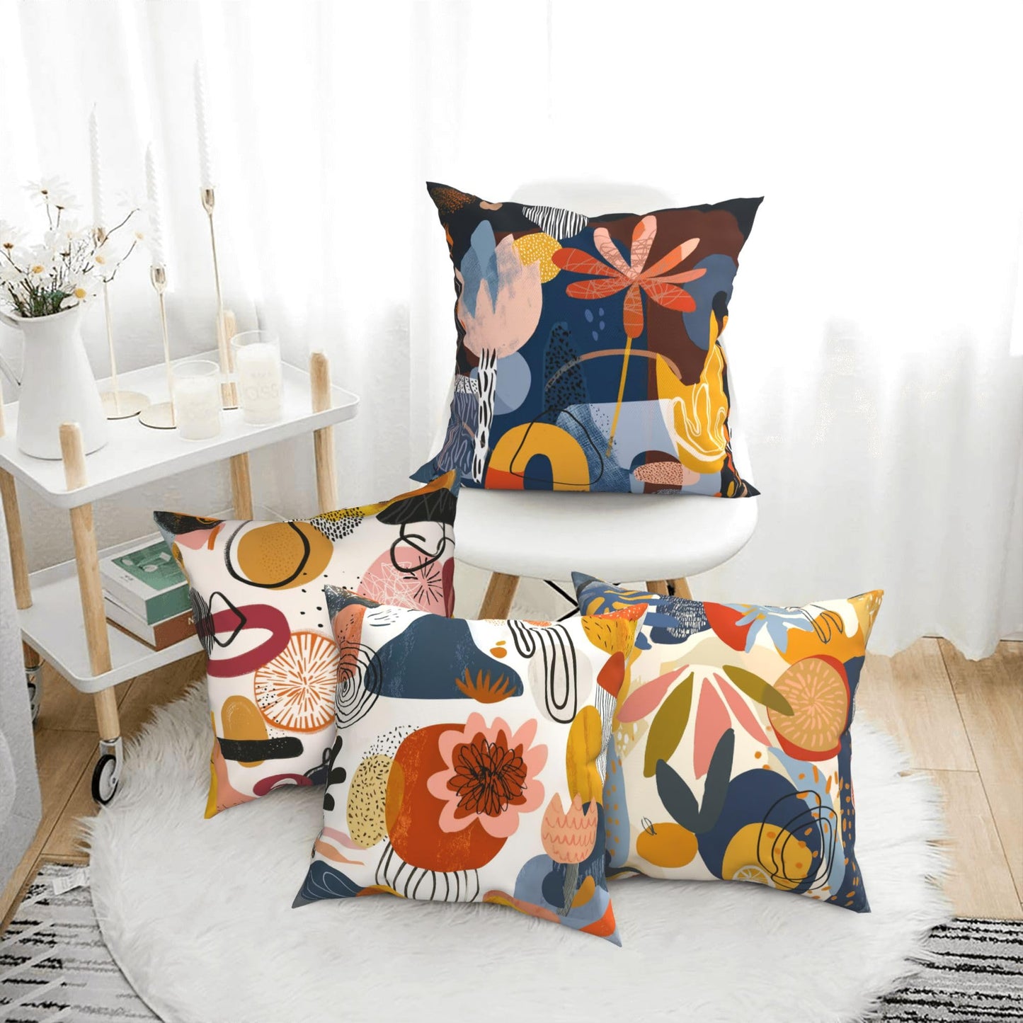 Zntuv Abstract Art Throw Pillow Covers 18 X 18 Inch Set of 4 Decorative Cushion Cover Home Decor for Sofa Chair Couch Bedroom Living Room