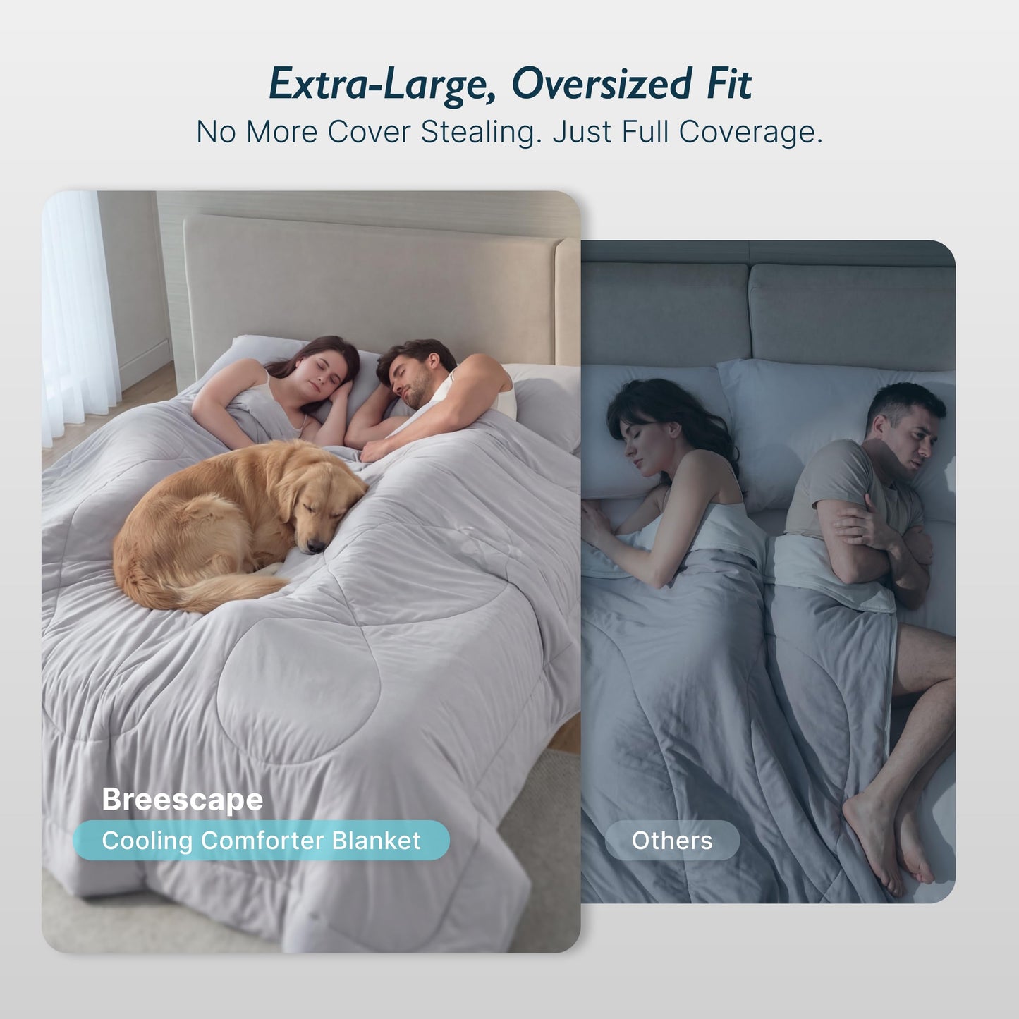 Breescape Cooling Comforter Blanket - BlendTek Q-Max>0.46 Tech, Cooling Blanket for Hot Sleepers & Night Sweats Relief, Breathable Lightweight Summer Bedding, King/Cali King 106x96 in, Misty Gray