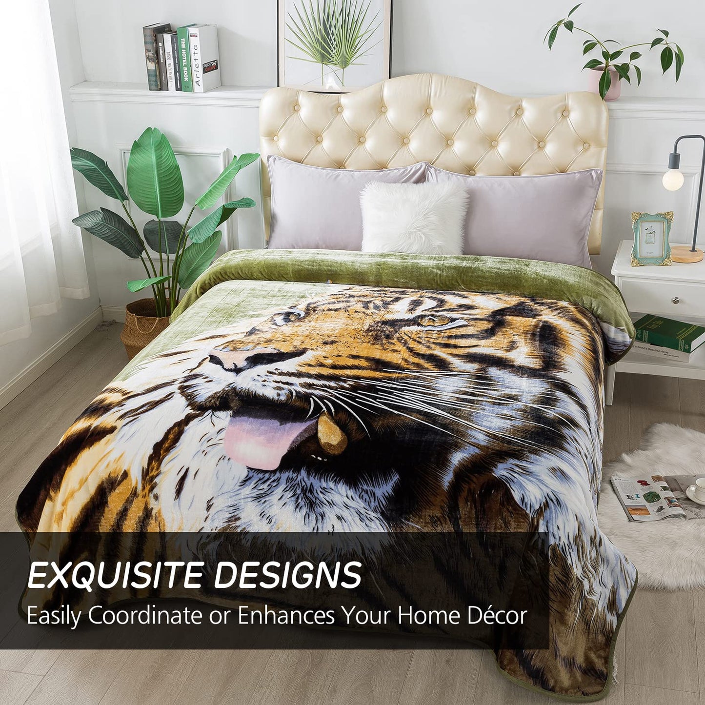 JYK Plush Fleece Blanket Queen Size 91" x 75", 3.7LBs 1 Ply Soft Korean Mink Warm Lightweight Bed Blanket for Autumn Winter