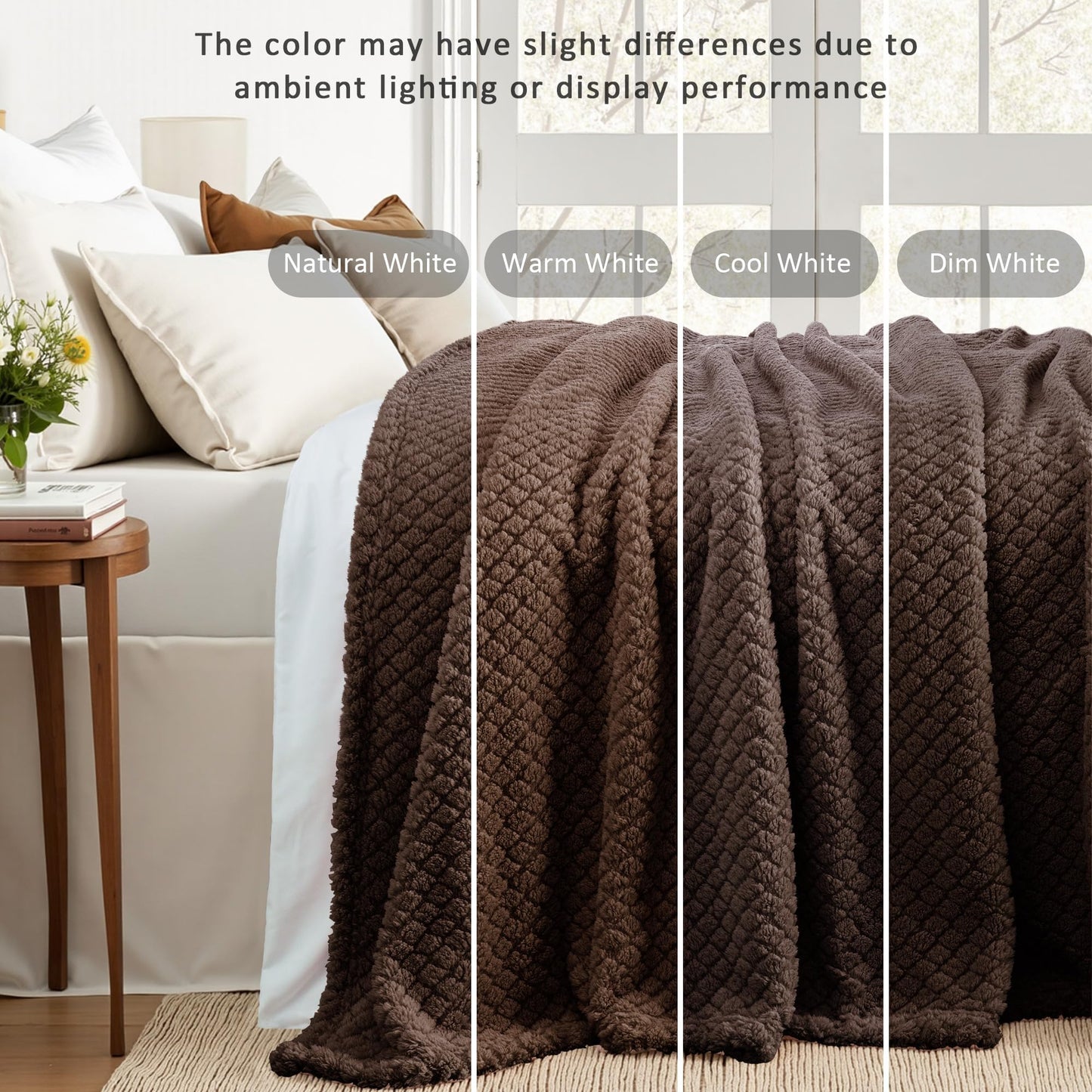 Exclusivo Mezcla Fleece Throw Blanket for Couch and Bed,Extra Soft Warm Decorative Fuzzy Throws for Women,Lightweight Cozy Blankets Size 50x60 Inches, Coffee