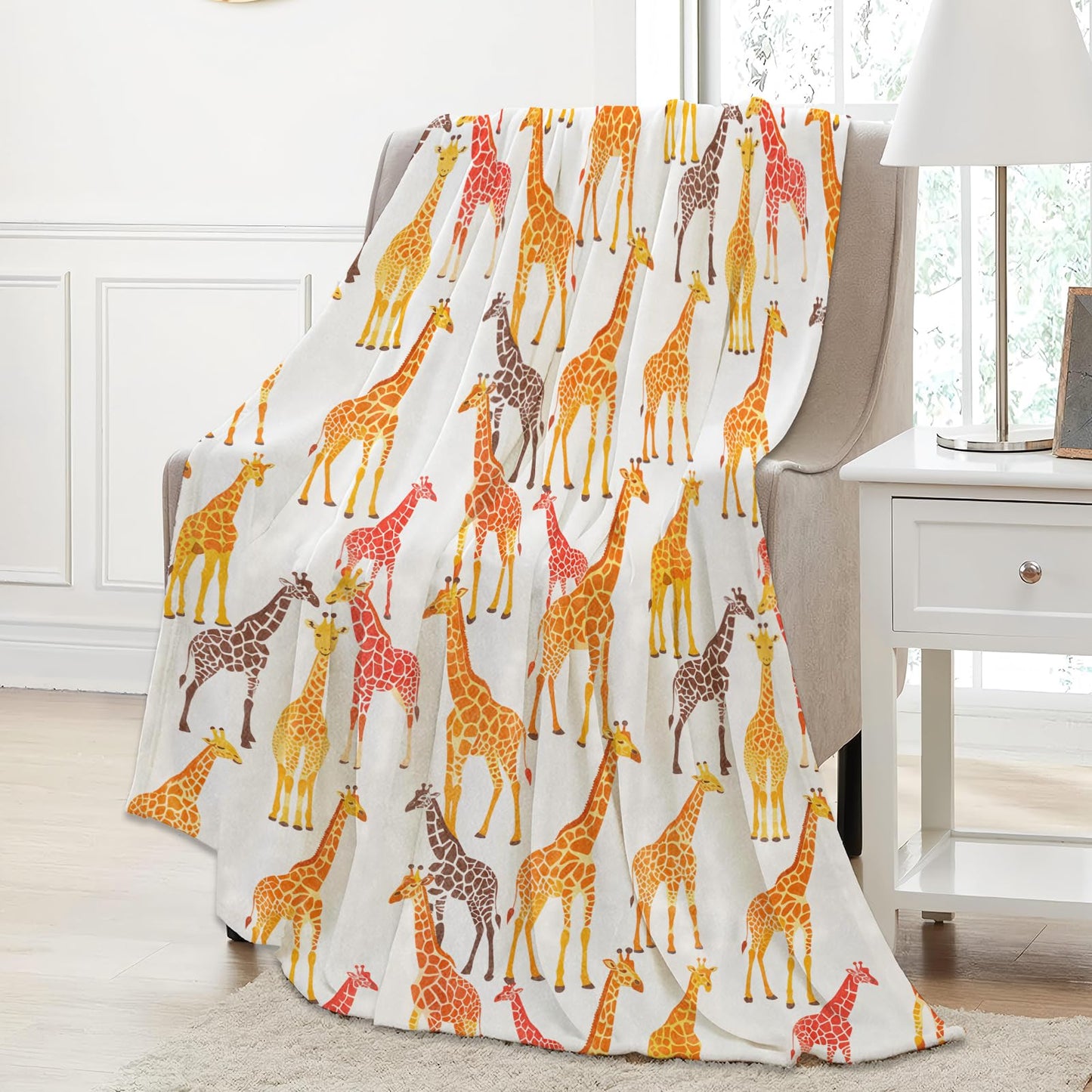 Aonimonis Giraffe Pattern Throw Blanket Gifts for Women, Soft Fuzzy Warm Cozy Flannel Blankets for Bedroom, Travel, Couch, Home Decor 50x60 in