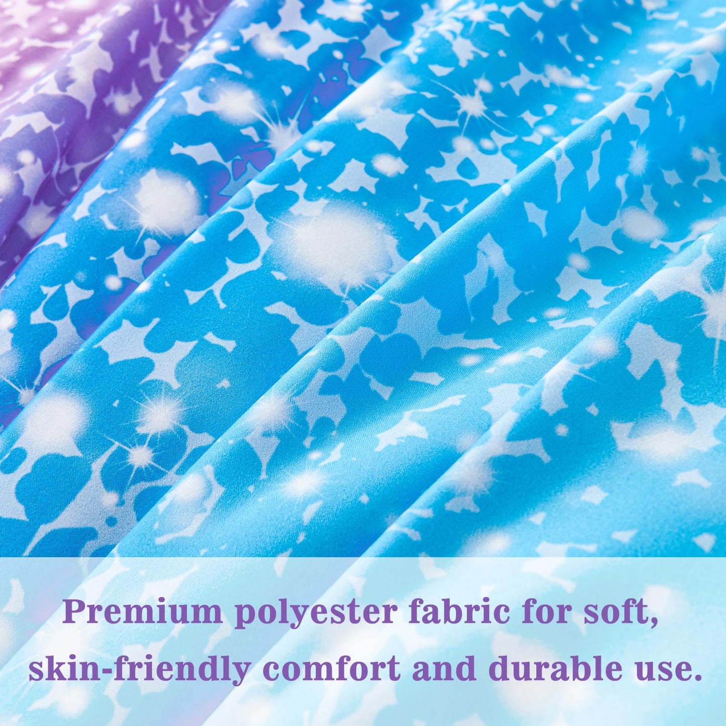 RYNGHIPY Blue Purple Girls Bedding Set 3D Colorful Galaxy Starry Comforter Sets for Girls Kids Twin Lightweight Soft Rainbow Bed in A Bag