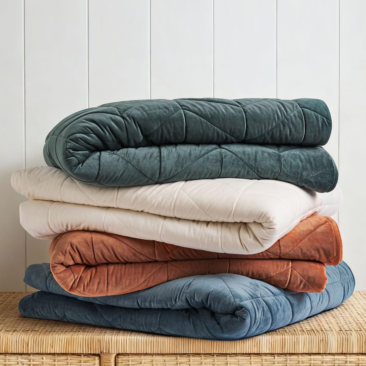 EVERGRACE 3 Pieces Luxurious Velvet King Quilts, Ultra Soft Lightweight Velvet Comforter Set, Matelasse Oversized Bedspread Coverlet for All Season with 2 Shams, Burnt Orange, 108"x96"