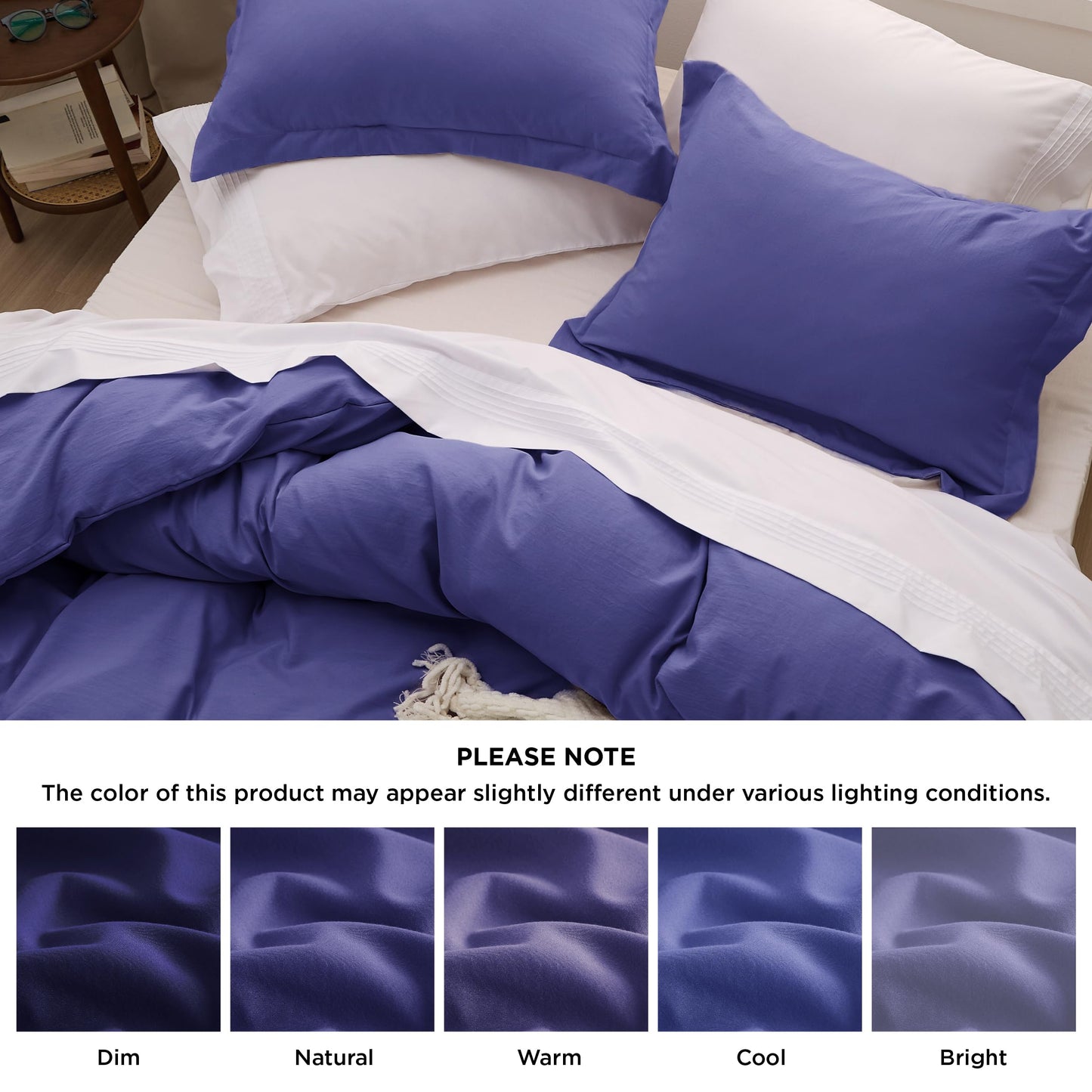 Bedsure Skipper Blue Duvet Cover Queen Size - 3 Pieces Prewashed Cotton-Like Polyester Extra Soft Bedding Set, Includes 1 Duvet Cover 90x90 Inches with Zipper Closure & 2 Pillow Shams, No Comforter
