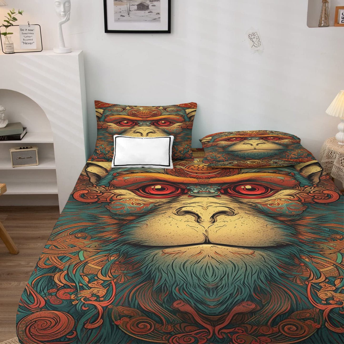 zcwl Queen Sheets Set, Monkey Bed Sheets - Microfiber Bedding Sheets & Pillowcases 4 Piece, Animal Patterned Sheet Set, 16 Inch Deep Pocket Fitted Sheet, Silky Soft Wrinkle Free