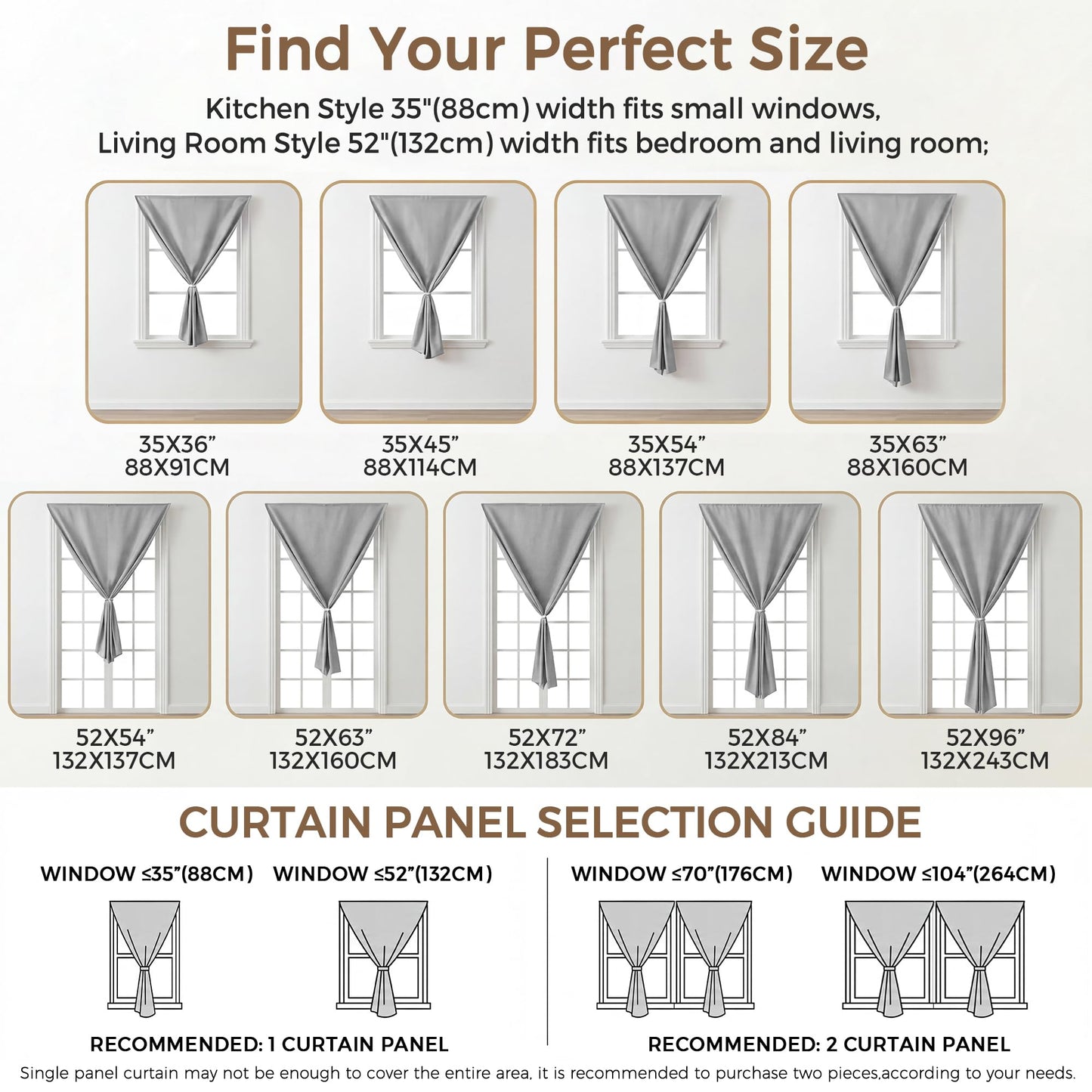 Foxdecor Blackout Curtains No Drill Hook and Loop Single Panel for Window