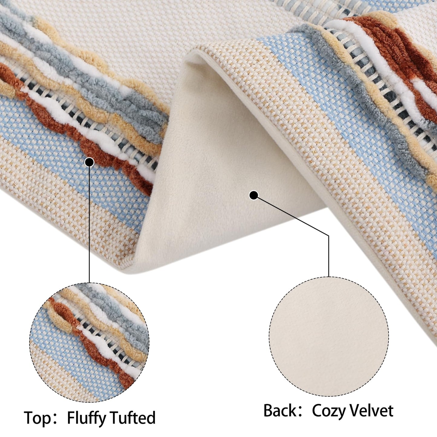 Simmore Boho Decorative Throw Pillow Covers 18x18 Set of 2, Tufted Farmhouse Pillow Covers with Tassels for Cozy Bohemian Couch Sofa Bedroom Home Decor, Blue