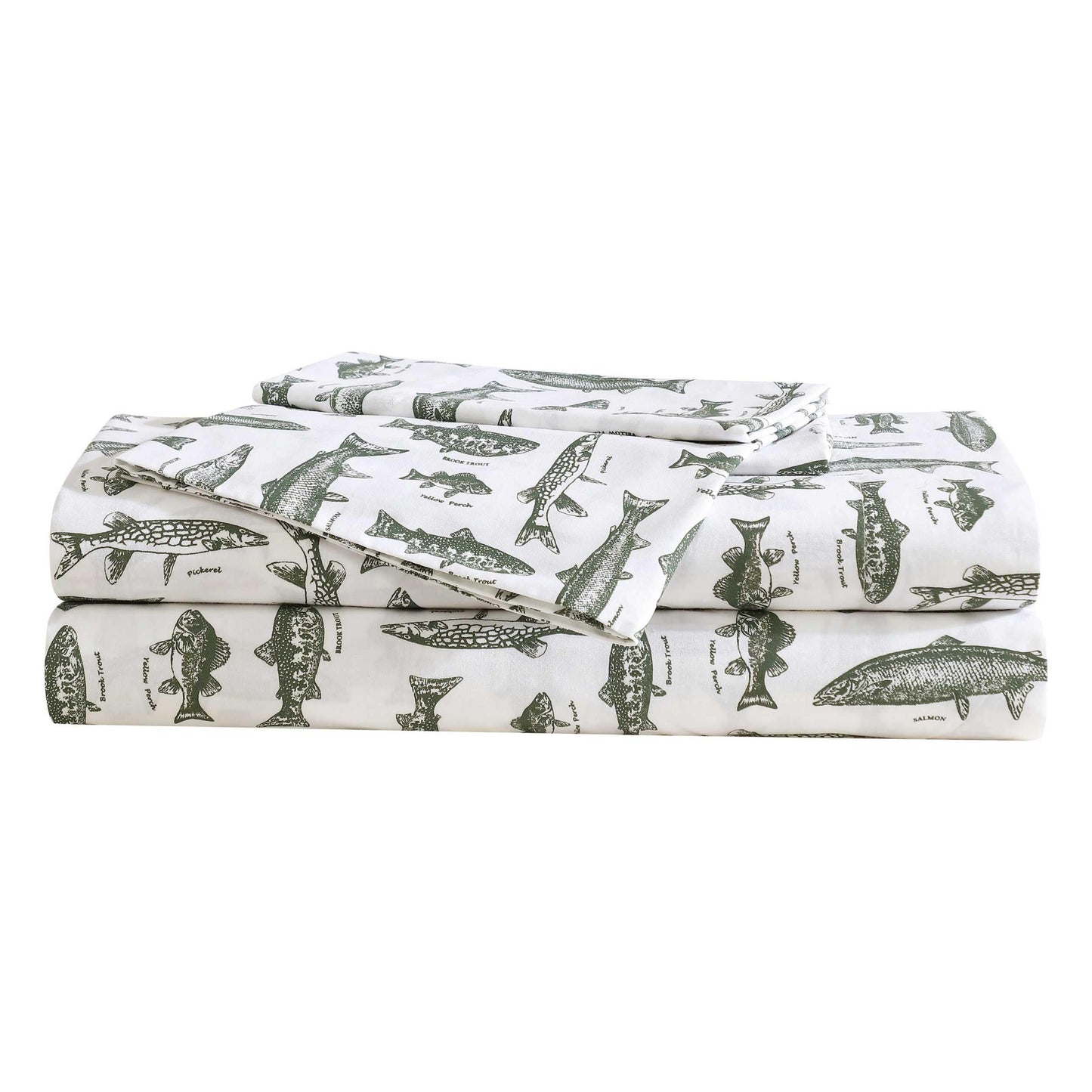 Eddie Bauer - Sheet Set, Cotton Percale Bedding with Matching Pillowcase, Crisp & Breathable, 200-Thread Count, Classic Comfort Essentials (Wes Fish Green, Twin)