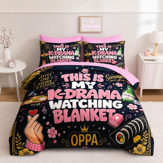 Boewywh Comforter Set Twin Size Korean Pink Kawaii 5 Pcs, Bedding for Kids and Adults, Bed Sheet Sets with Fitted Sheet Pillowcase & Sham for Bedroom Bed Decor