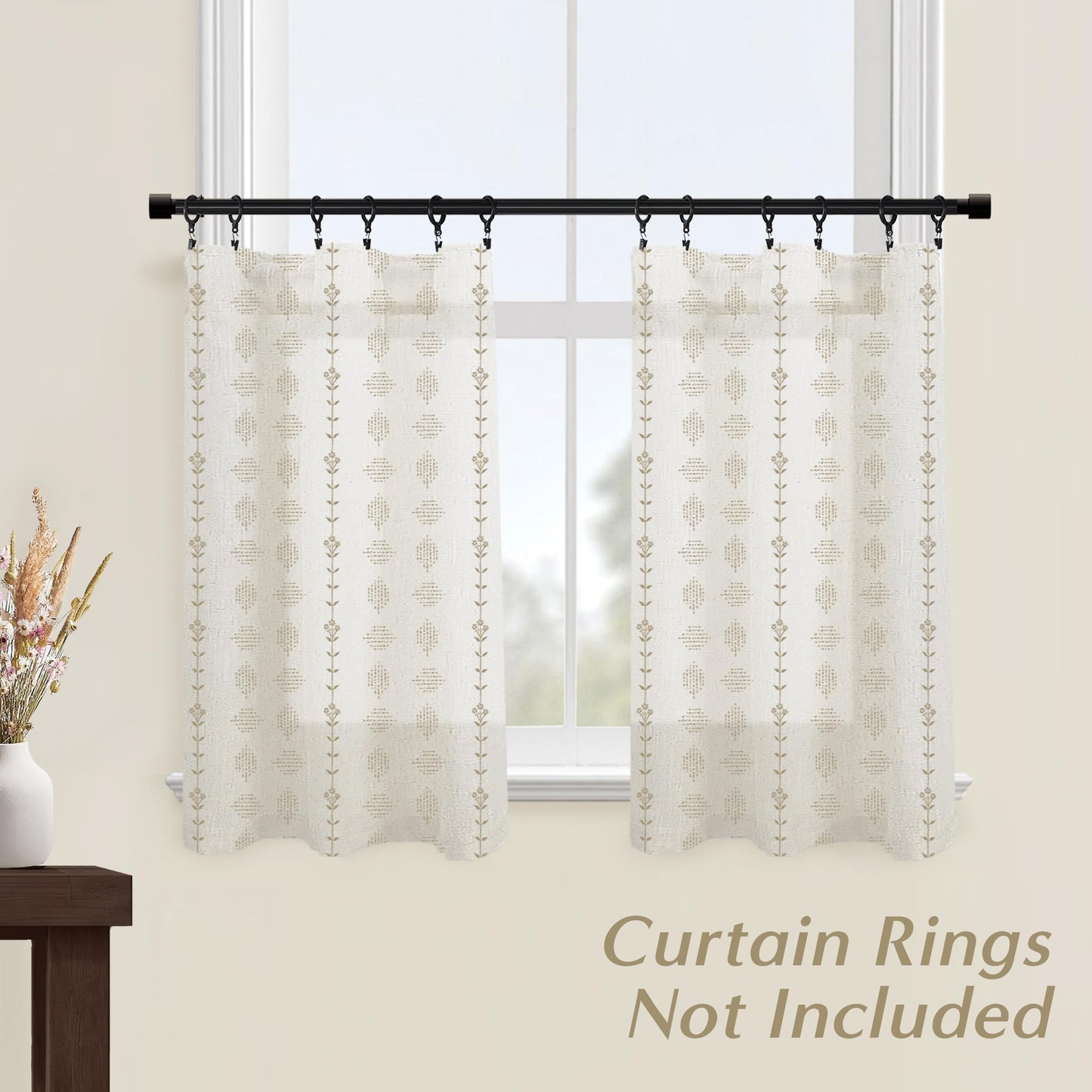 Lino Rosa Farmhouse Kitchen Window Curtains Sets,Small Cafe Linen Short Curtains for Bathroom Windows