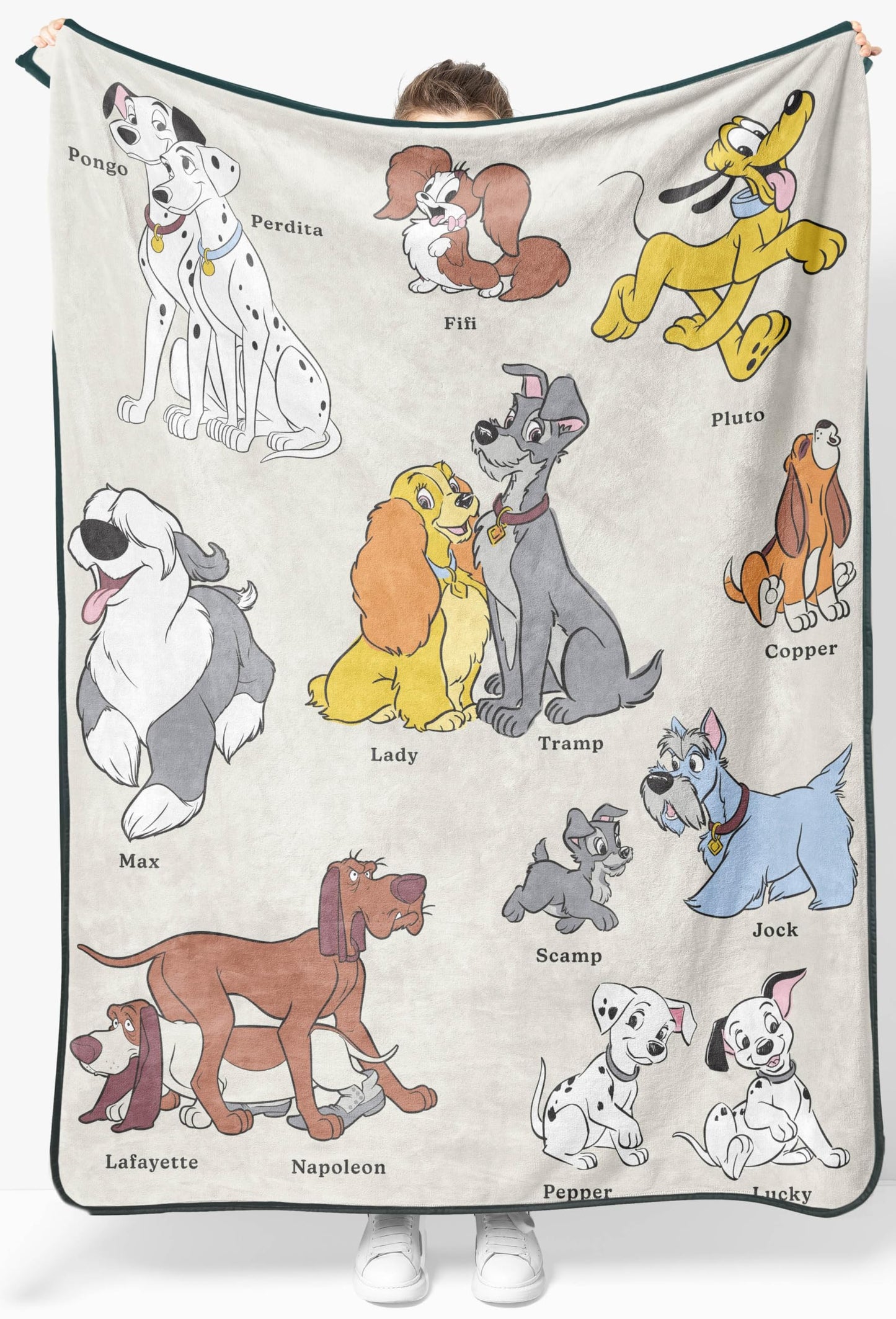 Jay Franco Kids Plush Throw Blanket – Soft & Cozy Fleece Throw for Bedroom & Couch Décor, Official Licensed Product, Beige - Disney Dogs, 46x60 - Throw Blanket