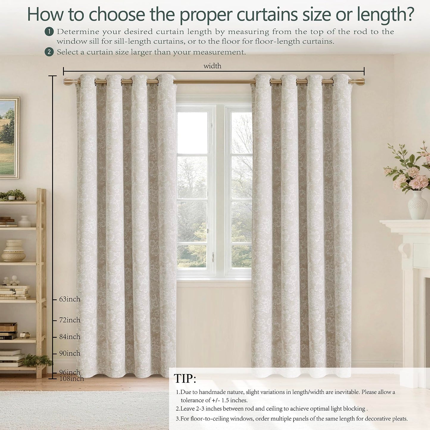 Slomebery Dusty Beige Blackout Curtains 52" W x 84" L inch 2 Panels