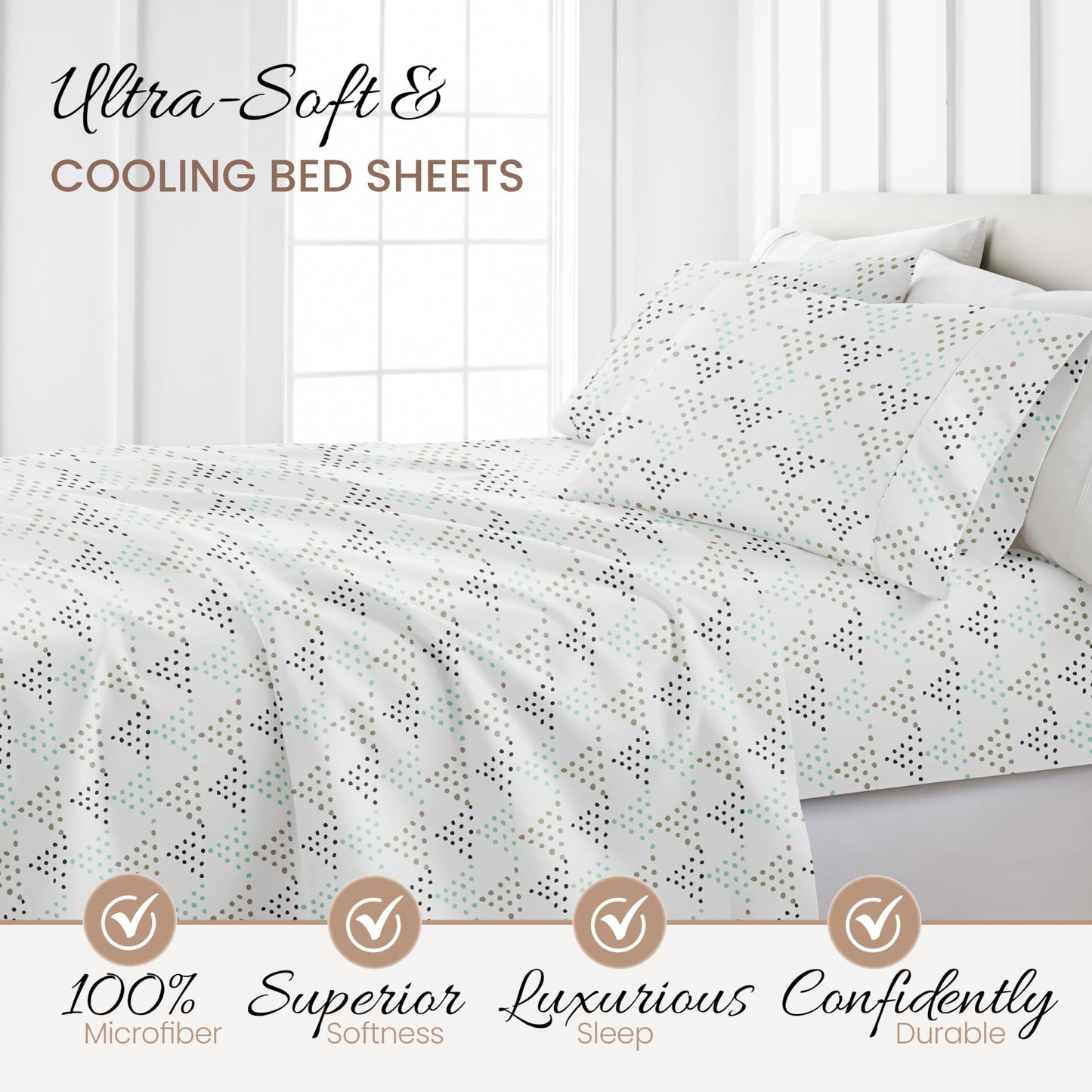 Linen Market 4 Piece Full Bedding Sheet Set (Light Gray Dots) - Sleep Better Than Ever with These Ultra-Soft & Cooling Bed Sheets for Your Full Size Bed - Deep Pocket Fits 16" Mattress