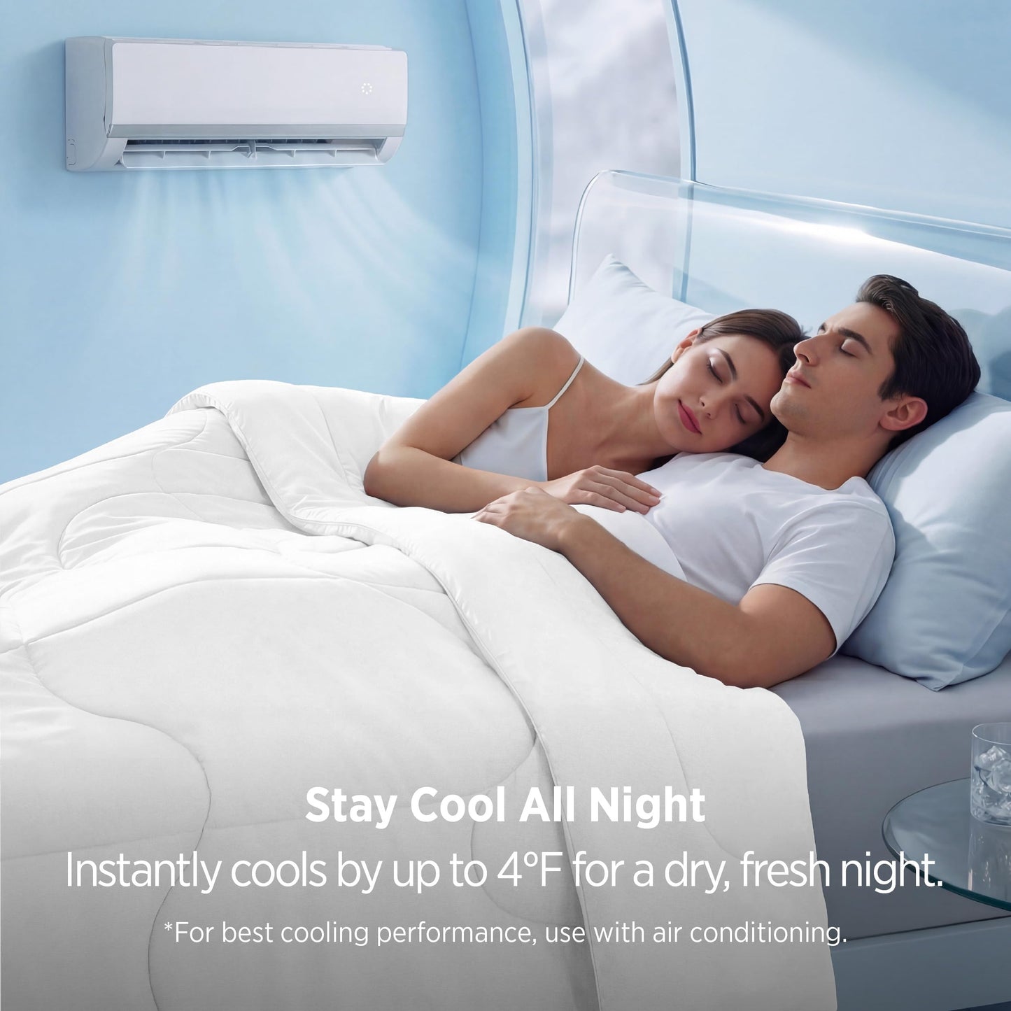 Bedsure Cooling Comforter King Size - Cooling Blankets for Hot Sleepers, Lightweight Comforter for Summer with Dual-Sided Cool Tech, Soft Breathable Cold Blanket for Sleeping, White, 102x90 Inches