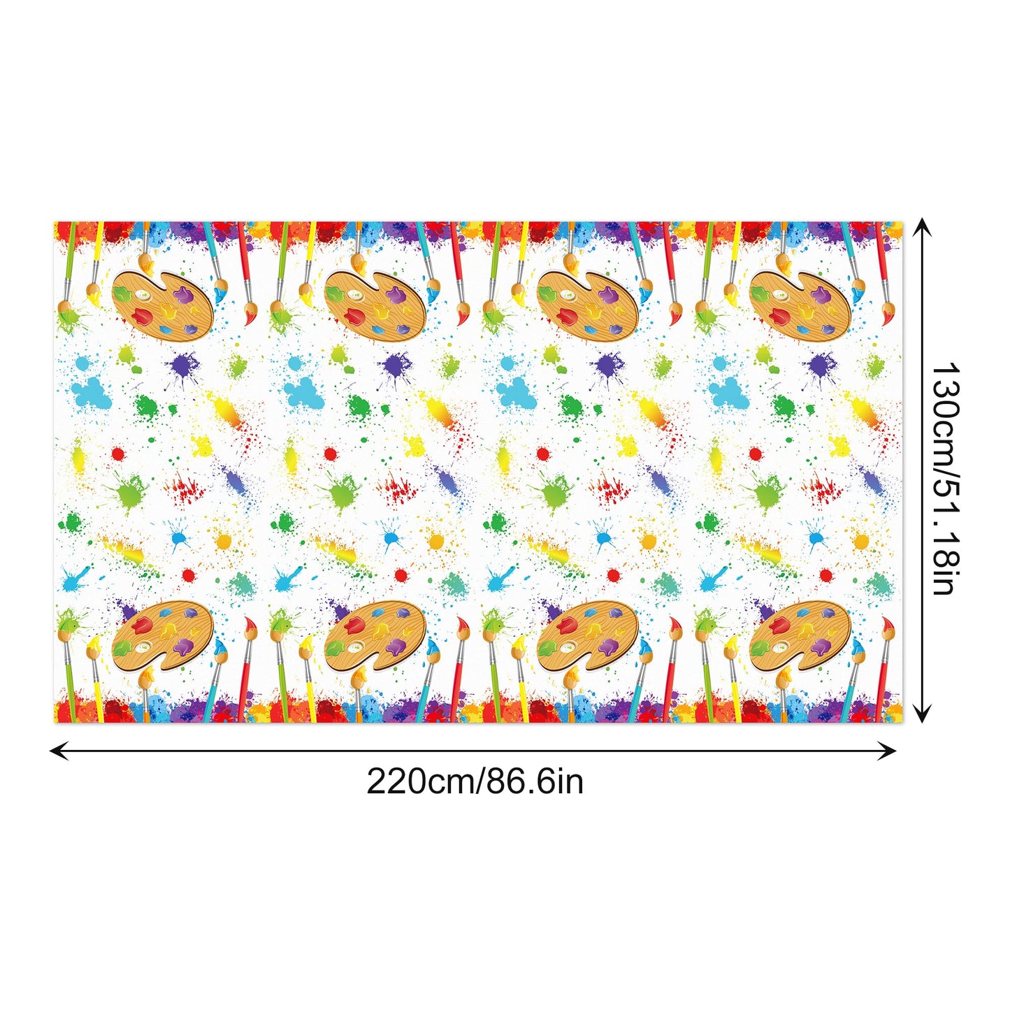 CC HOME 1Pc Watercolor Painting Party Plastic Tablecloth 54 x 87 Inch Long Table Cover, Artistic Painting Party Tablecover for Art Draw Theme Kids Baby Shower Birthday Dinner Picnic Kitchen Event
