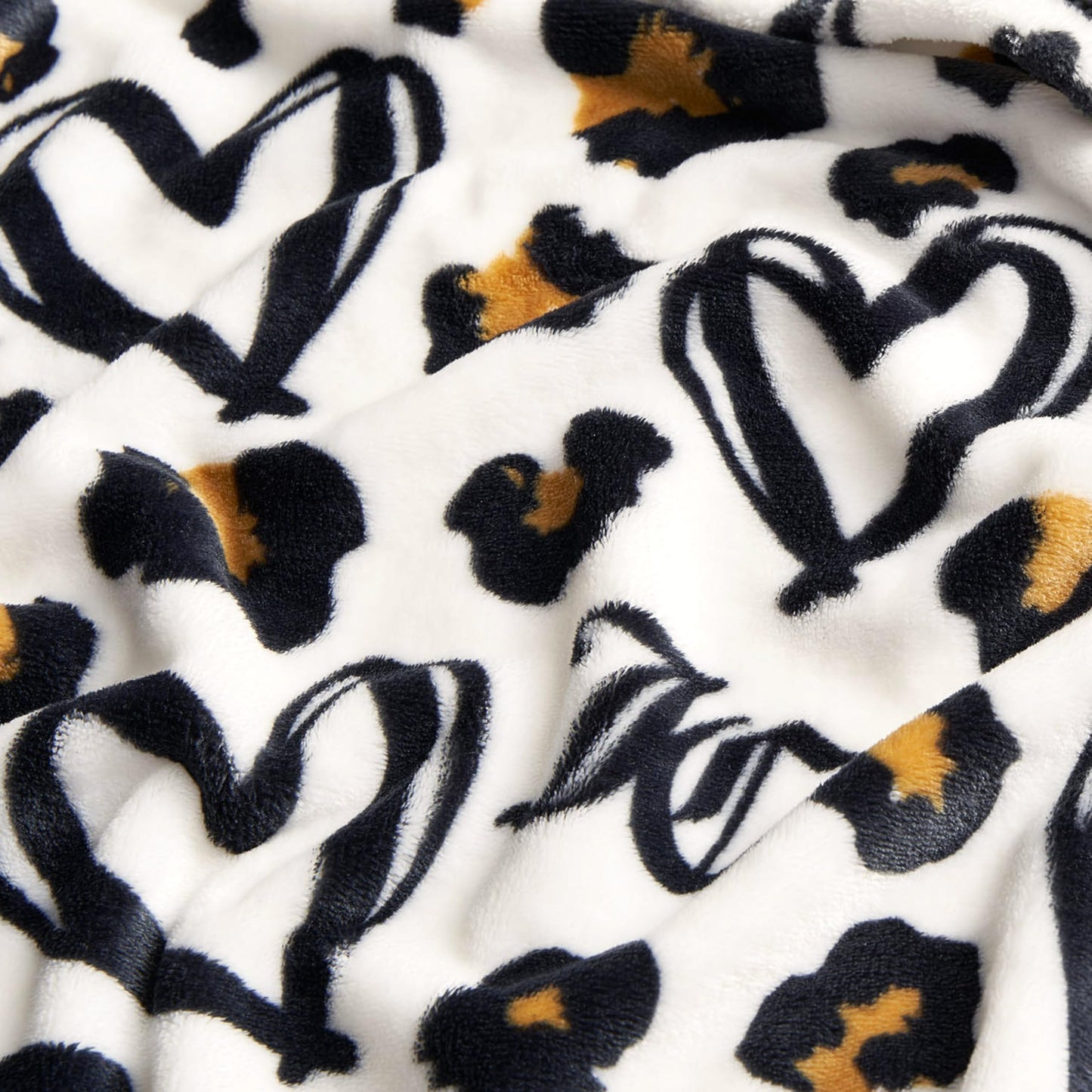 Juicy Couture Doodle Cheetah Heart 50" x 70" Plush Throw Blanket, White - Decorative Blankets for Sofas, Throws for Chairs, and Beds