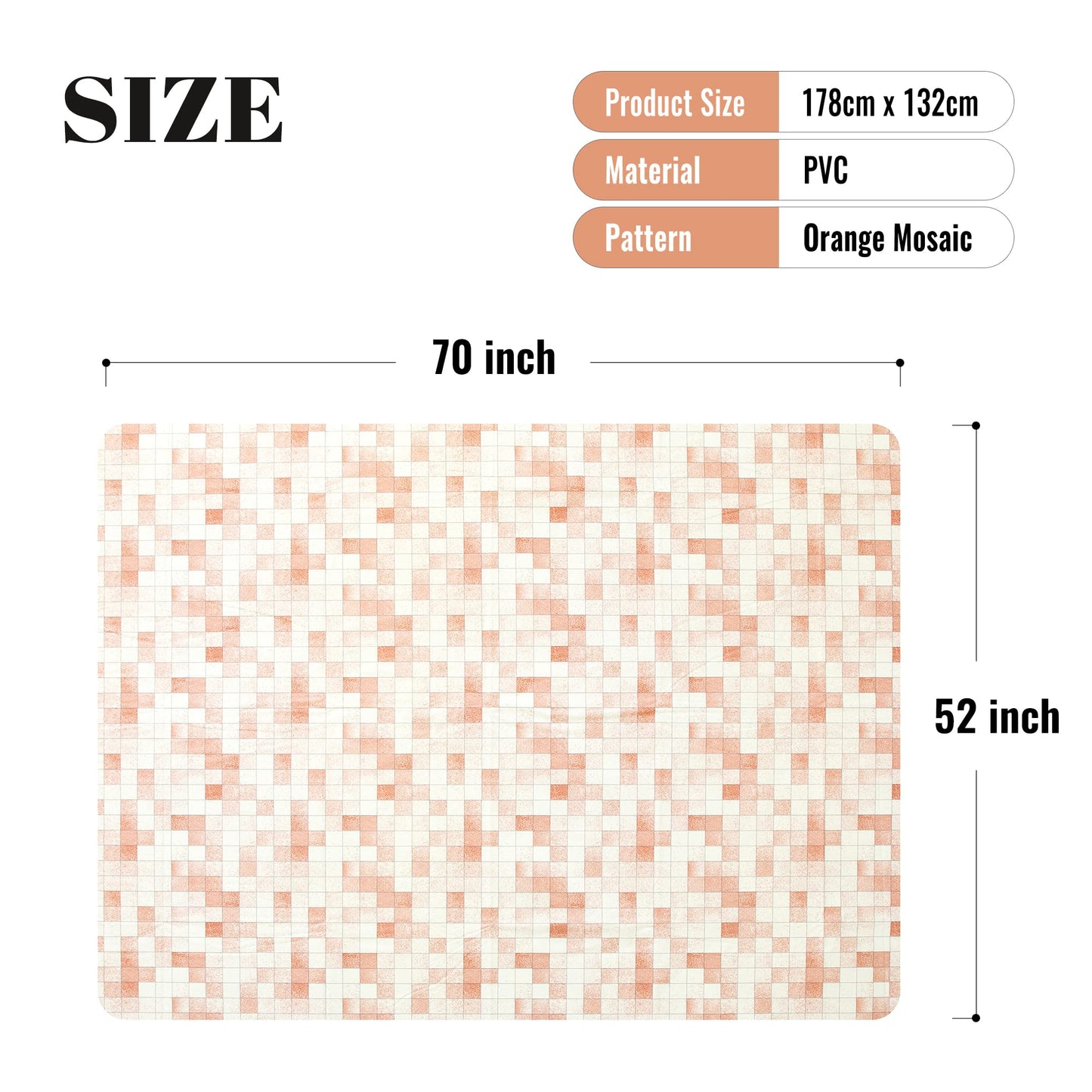FIFTY FEET 70X52 Inch Rectangle Tablecloth, Vinyl Tablecloth with Flannel Backing Waterproof Table Cloth, Spill Proof Picnic Table Cover for Outdoor/Indoor/Camping/Dining(Beige Plaid)